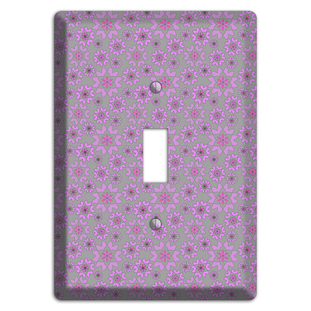 Grey with Tiny Purple Retro Suzani Cover Plates