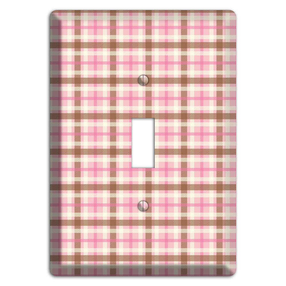 Pink and Brown Plaid Cover Plates