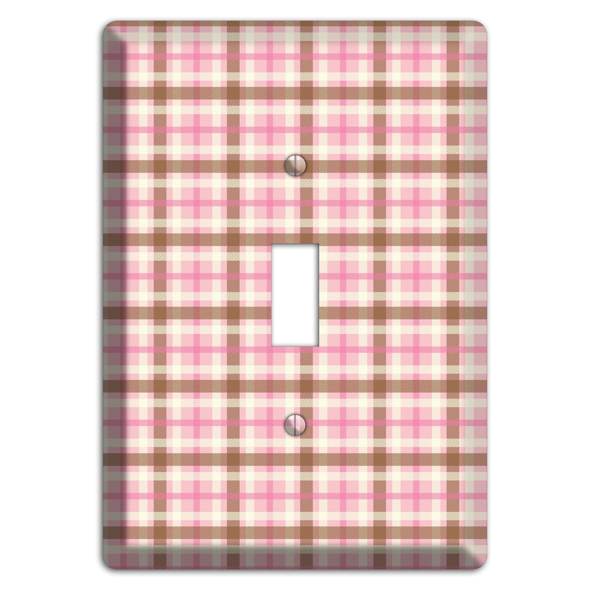 Pink and Brown Plaid Cover Plates