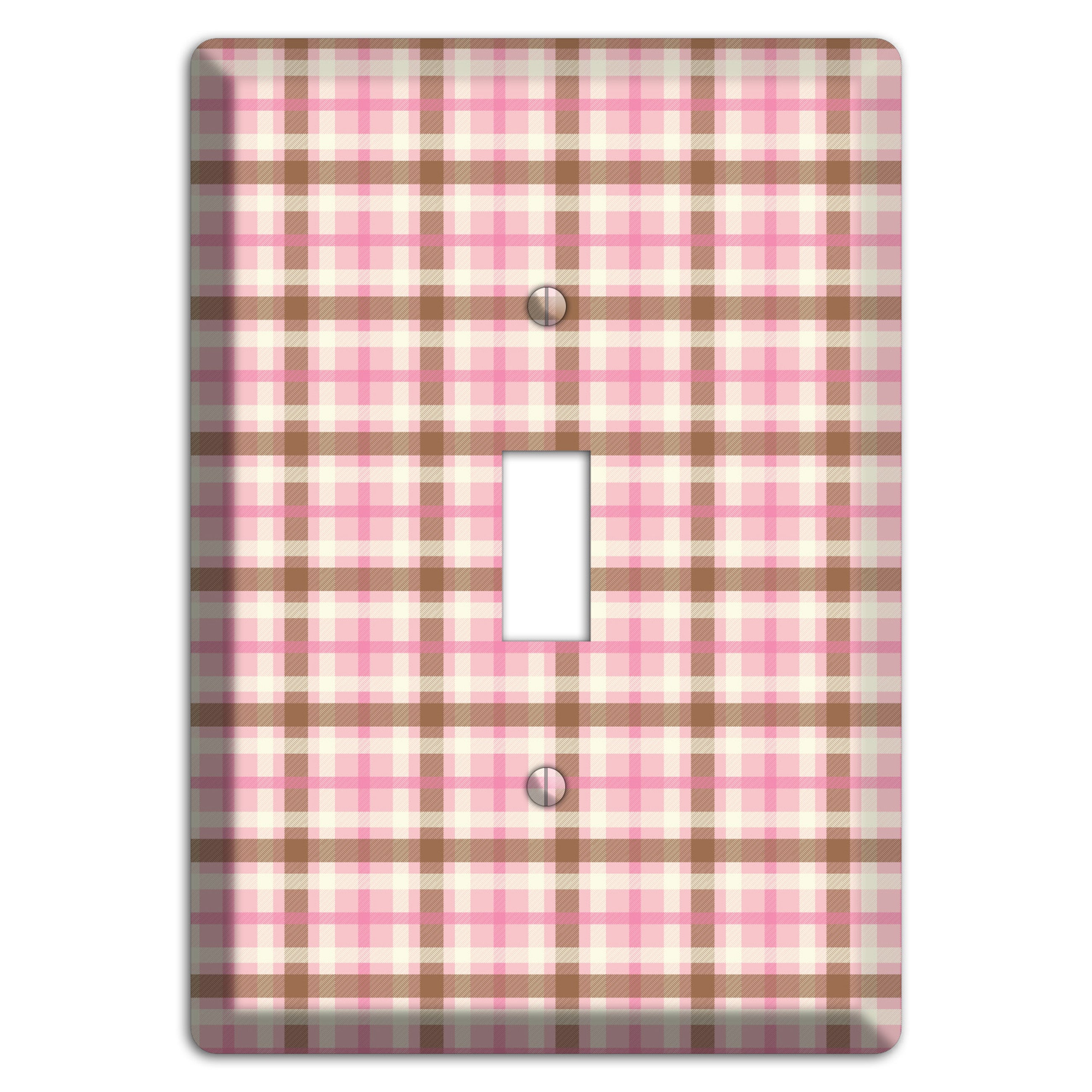 Pink and Brown Plaid Cover Plates