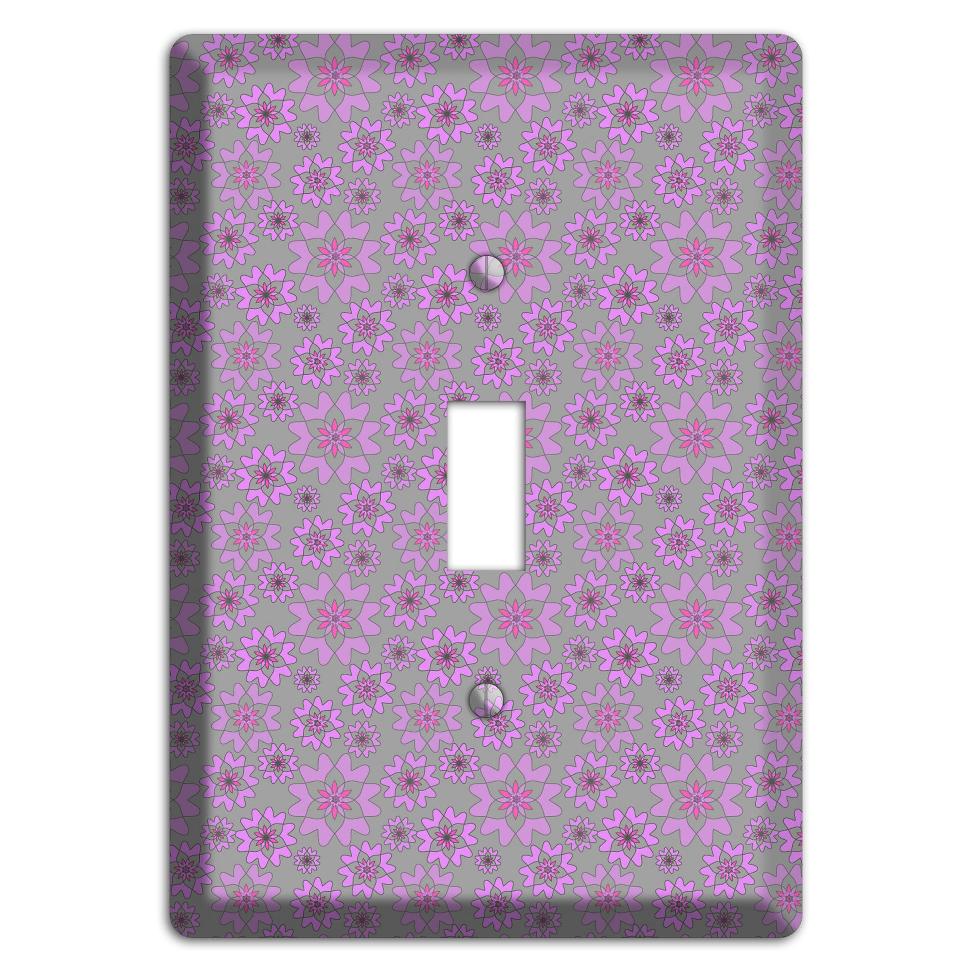Grey with Tiny Purple Retro Suzani 2 Cover Plates
