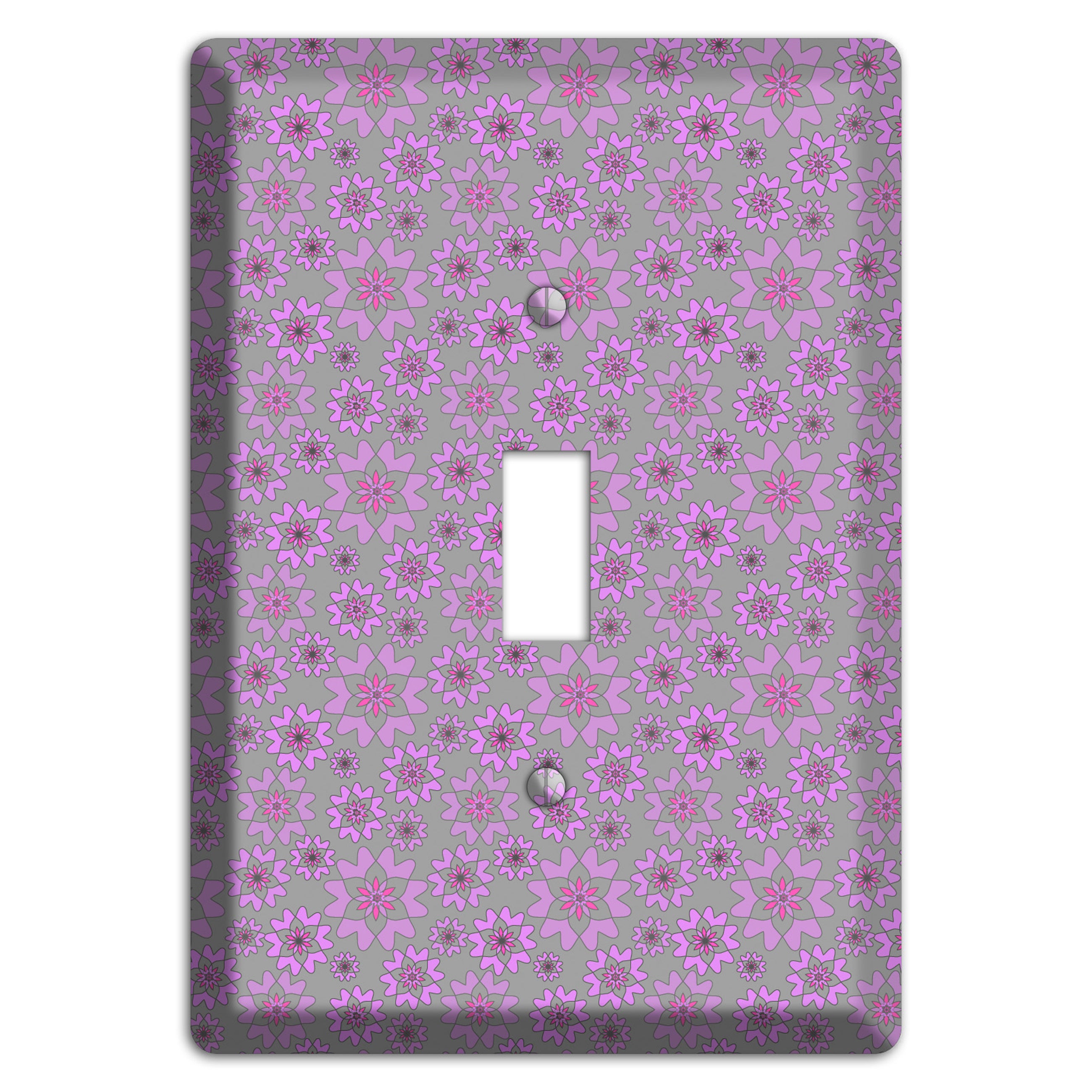 Grey with Tiny Purple Retro Suzani 2 Cover Plates