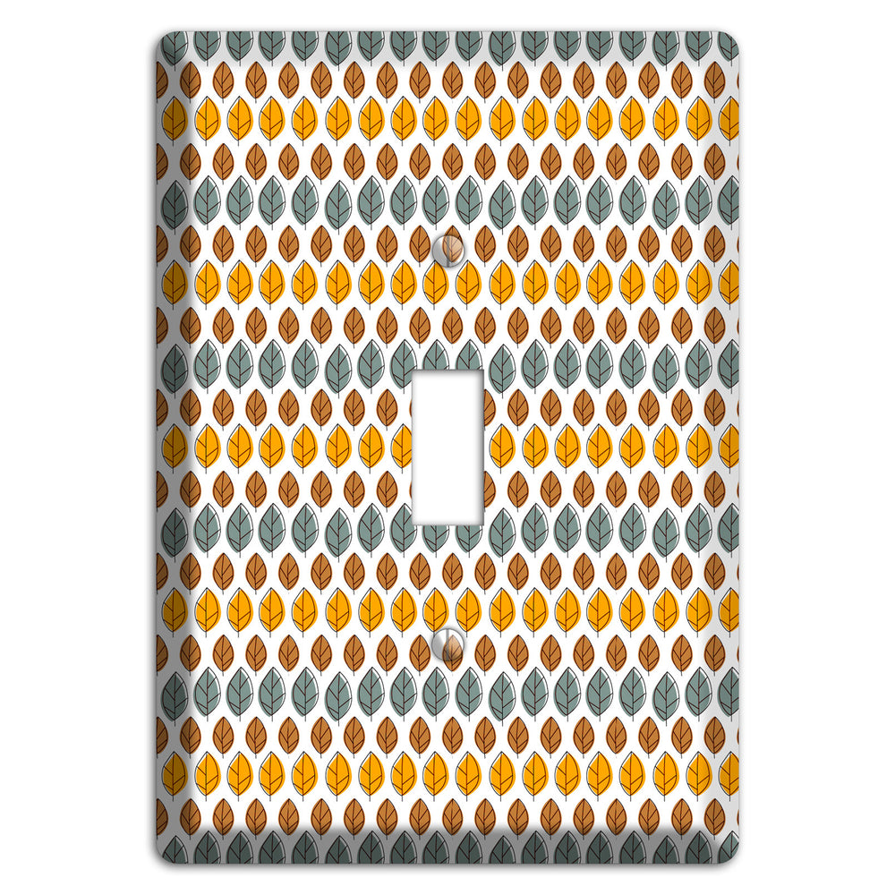 Grey Umber Mustard Dusty Blue Leaf Contour Cover Plates