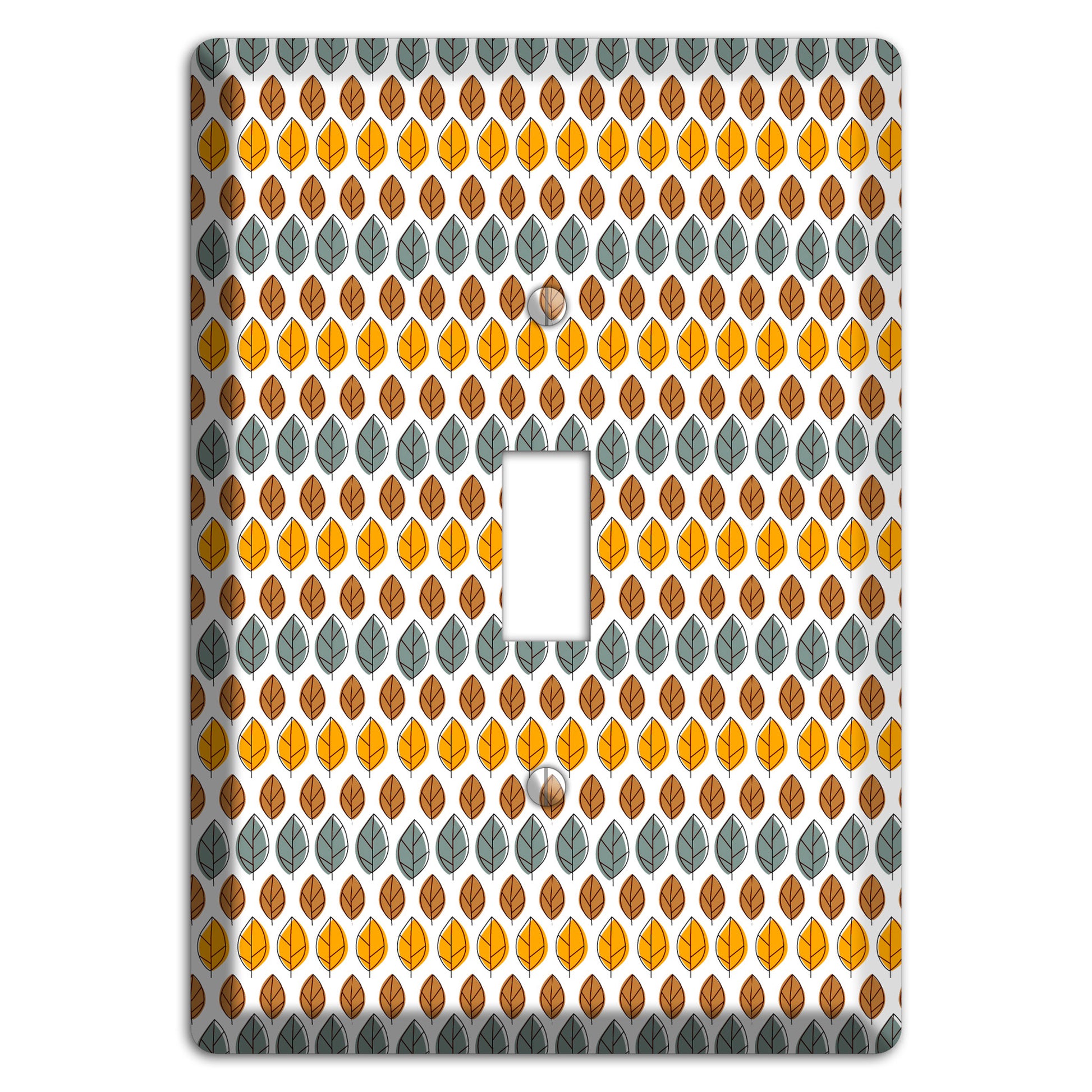 Grey Umber Mustard Dusty Blue Leaf Contour Cover Plates