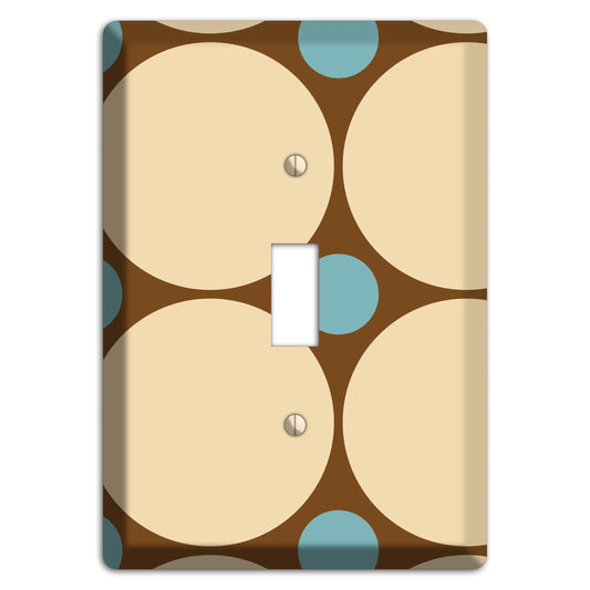 Brown with Beige and Dusty Blue Multi Tiled Large Dots Cover Plates