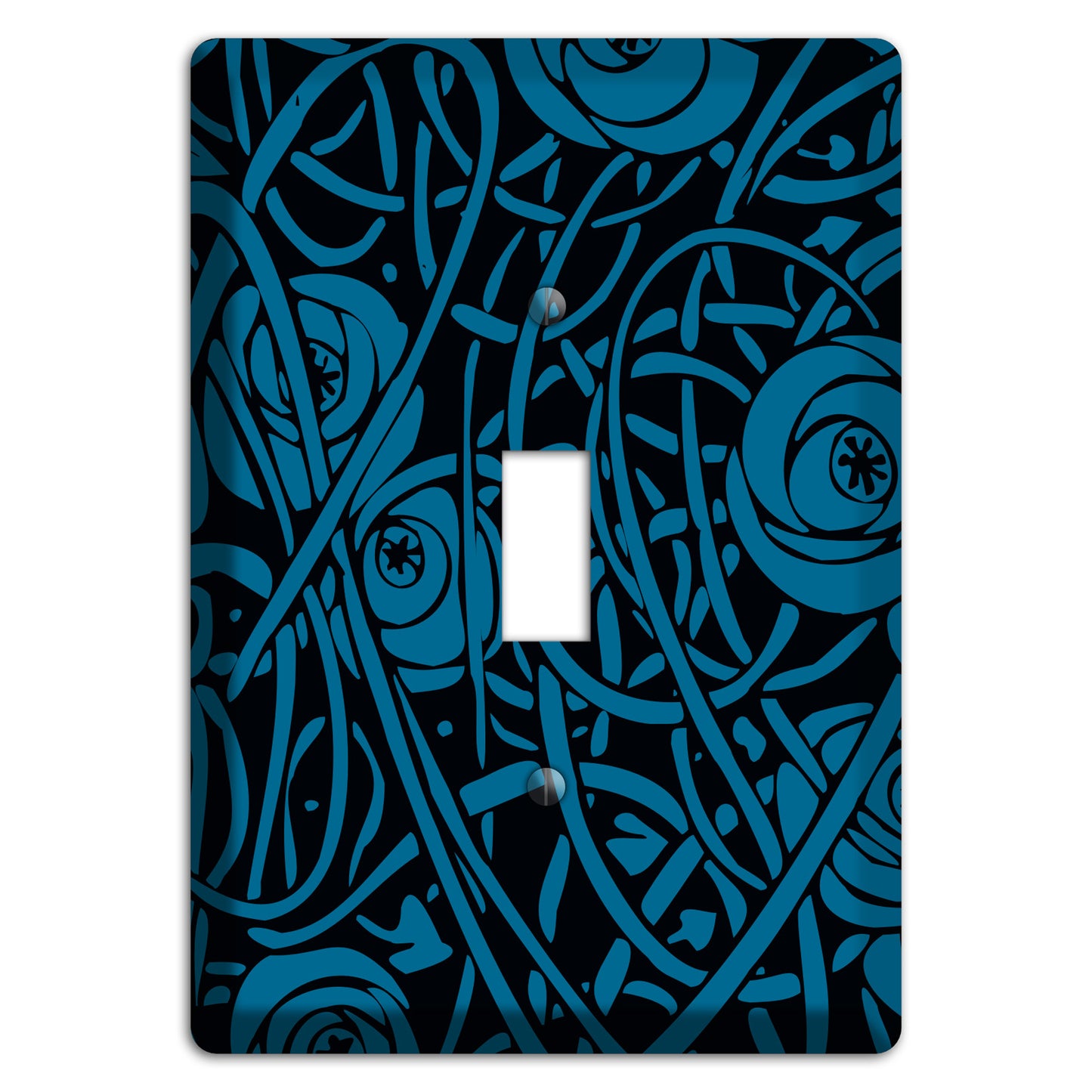 Black and Blue Deco Floral Cover Plates