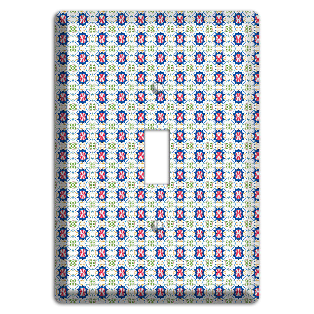 White with Blue Pink Green Arabesque Cover Plates