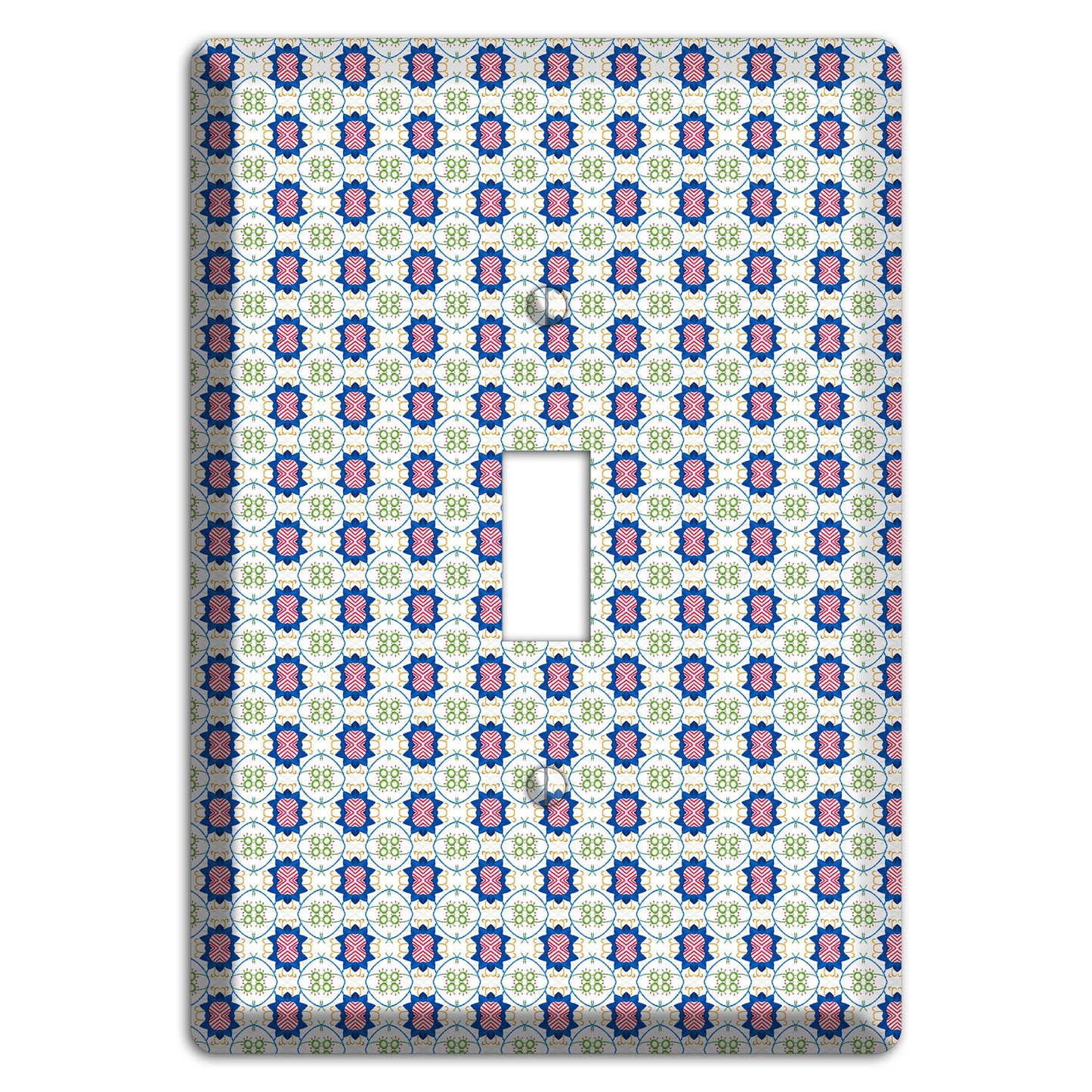 White with Blue Pink Green Arabesque Cover Plates