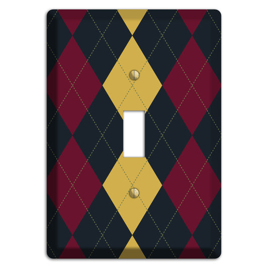Deep Red and Yellow Argyle Cover Plates