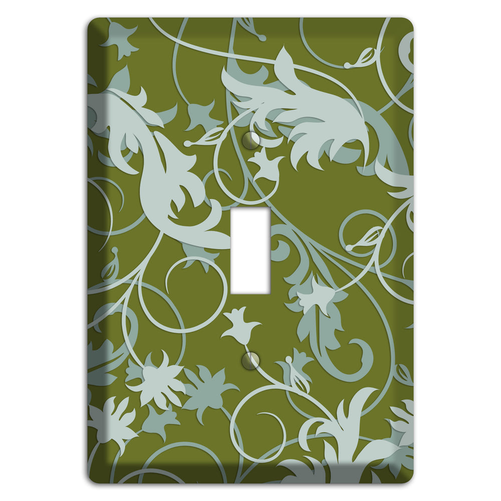 Green and Beige Victorian Sprig Cover Plates