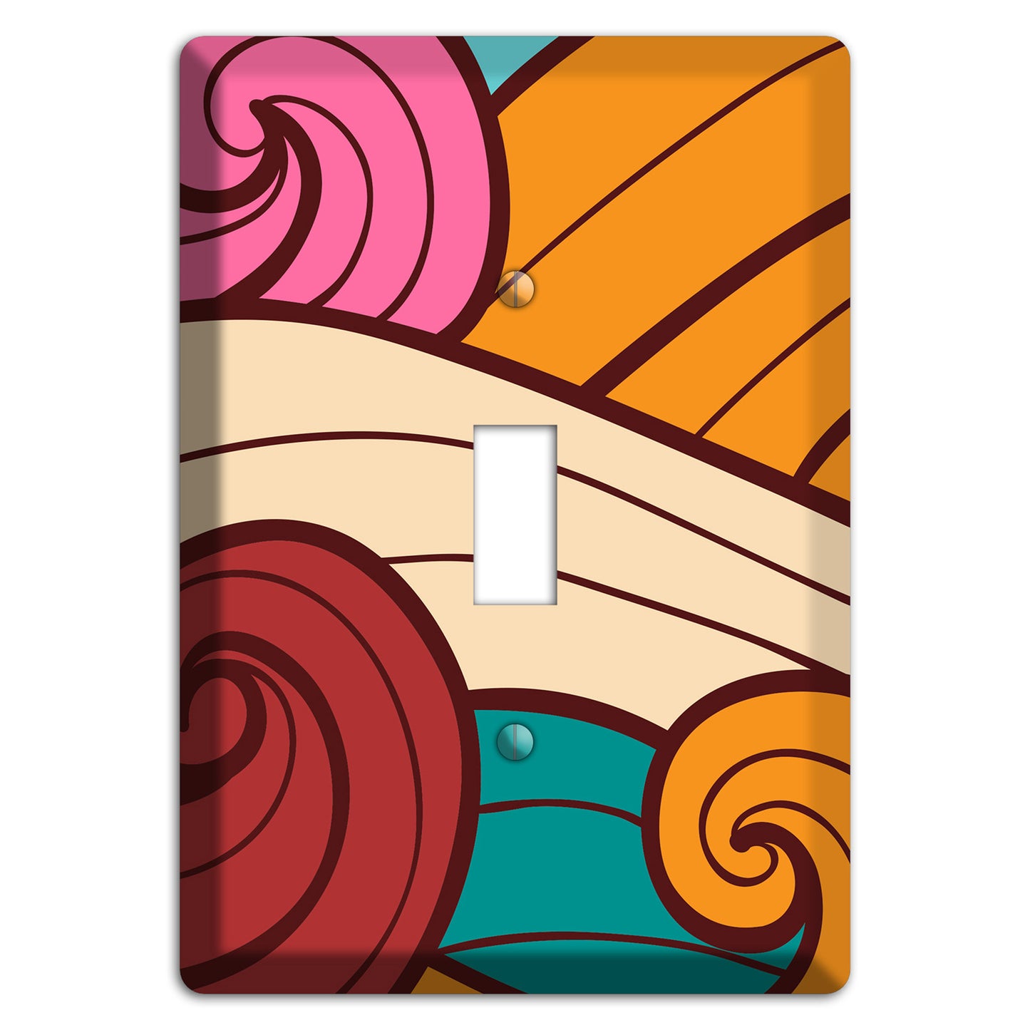 Abstract Curl Red & Cream Cover Plates
