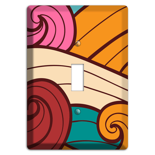 Abstract Curl Red & Cream Cover Plates