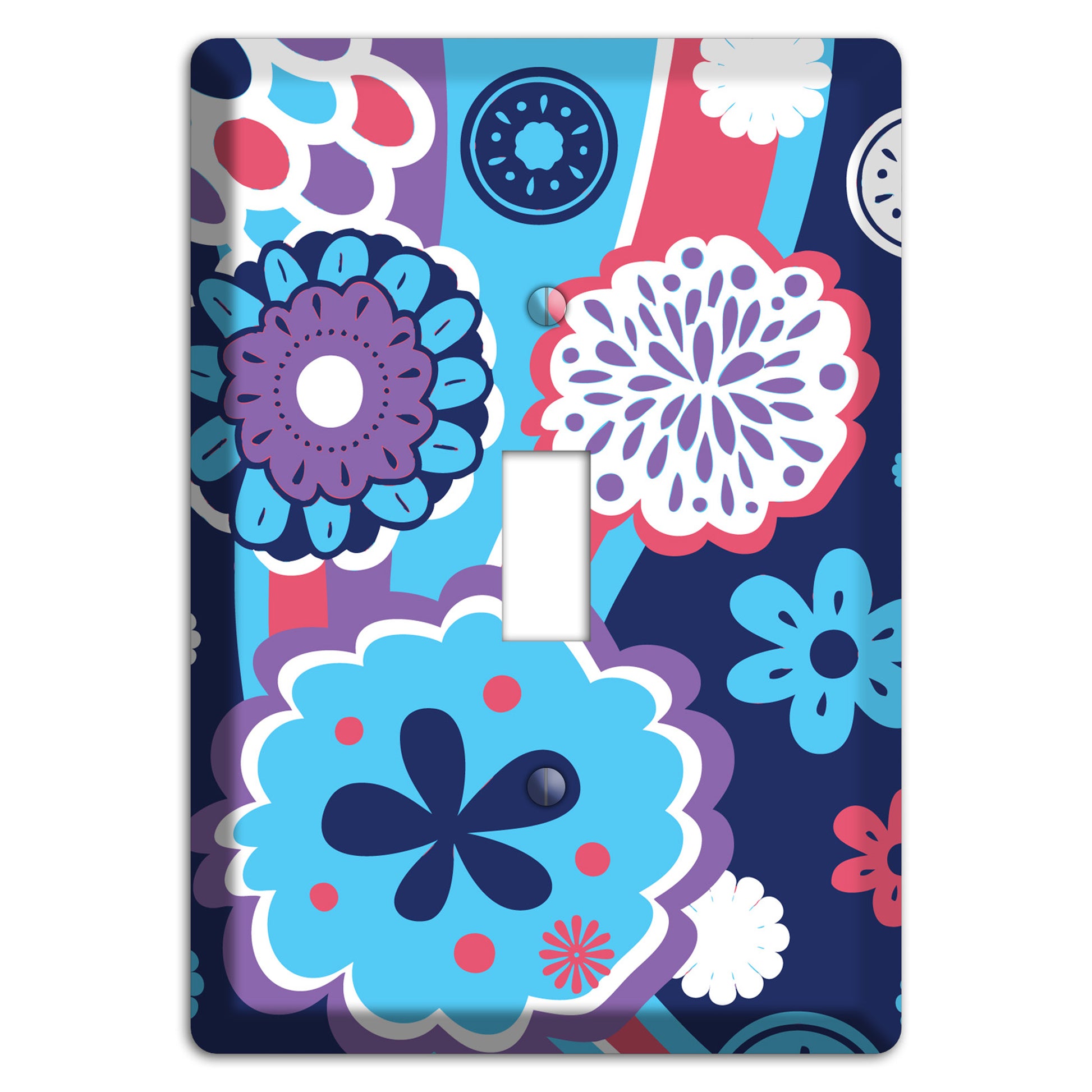 Blue Purple and Pink Retro Suzani Cover Plates