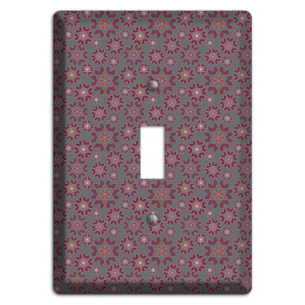 Grey with Tiny Burgundy Retro Suzani Cover Plates