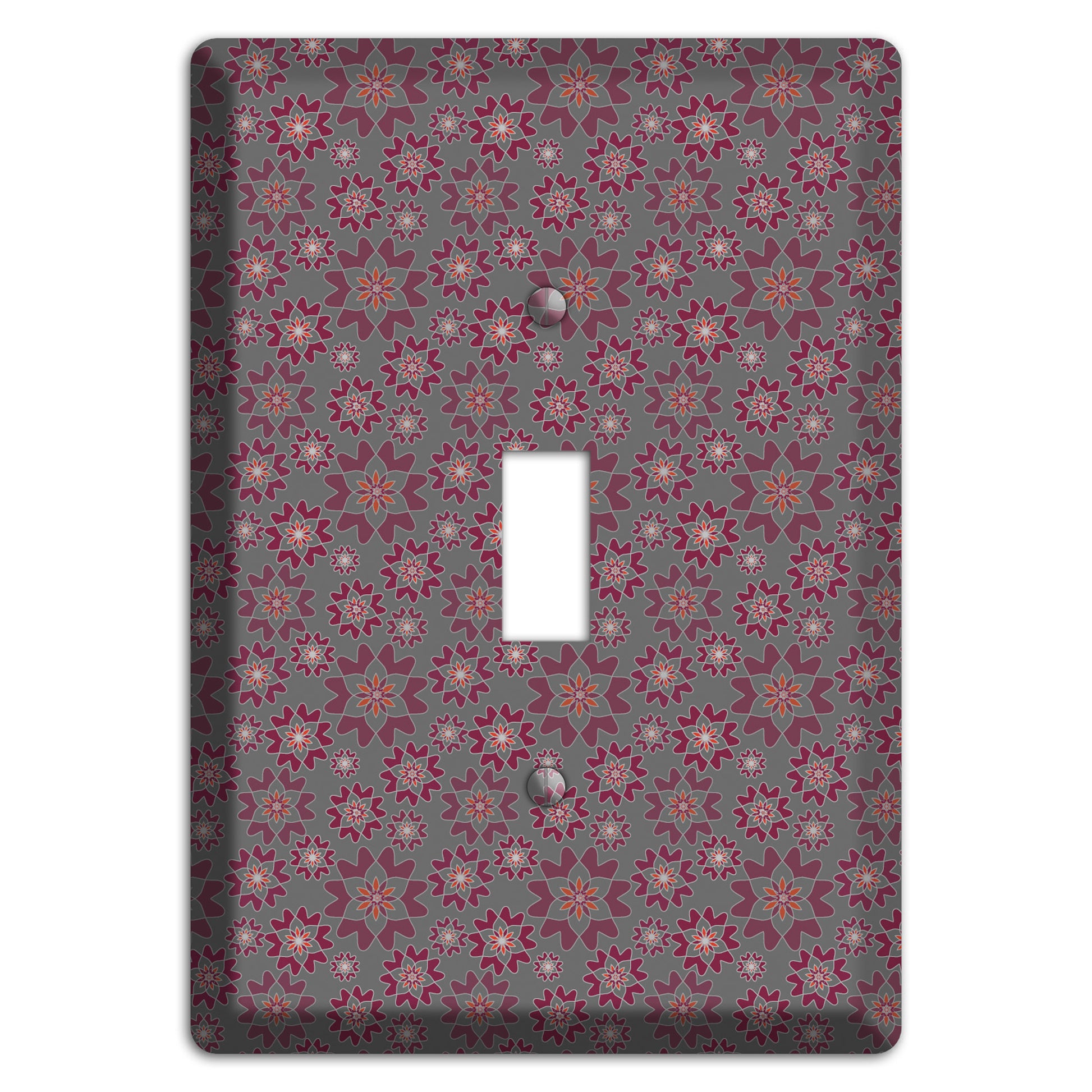 Grey with Tiny Burgundy Retro Suzani Cover Plates