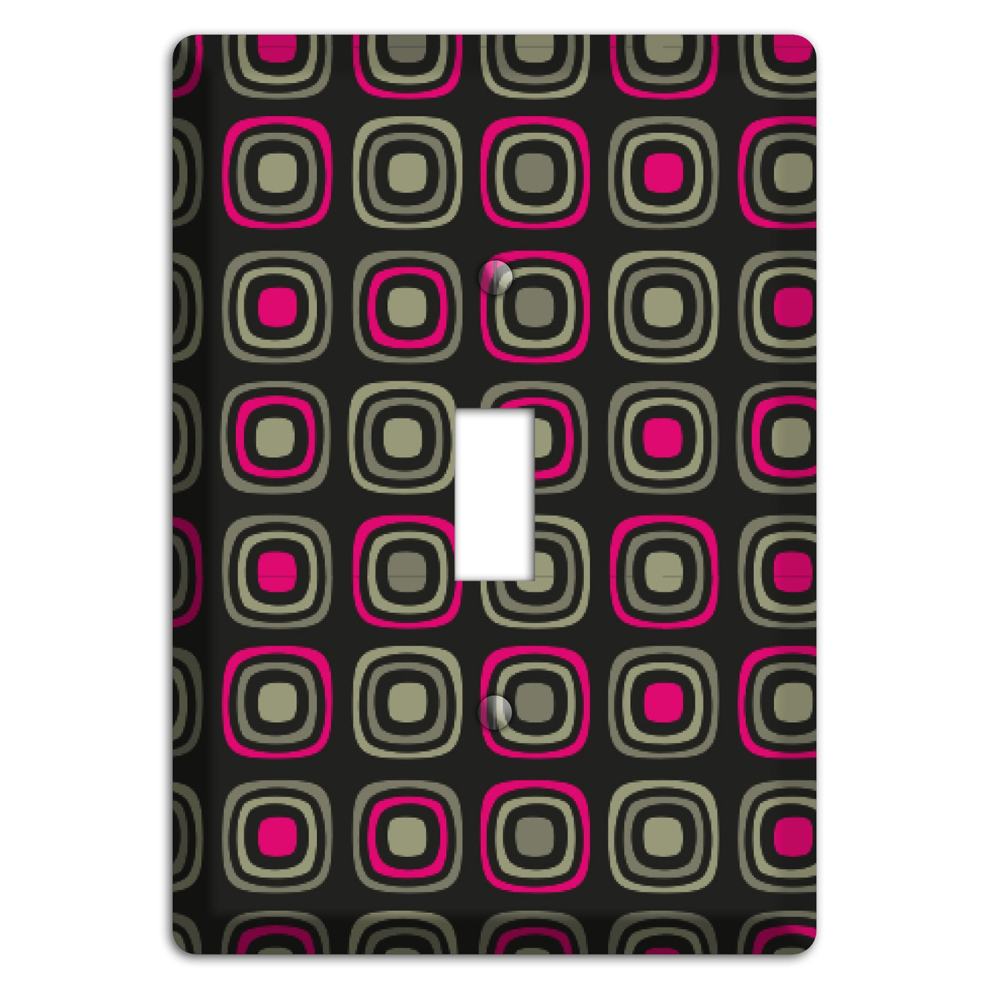 Multi Brown Fuschia Olive Retro Squares Cover Plates