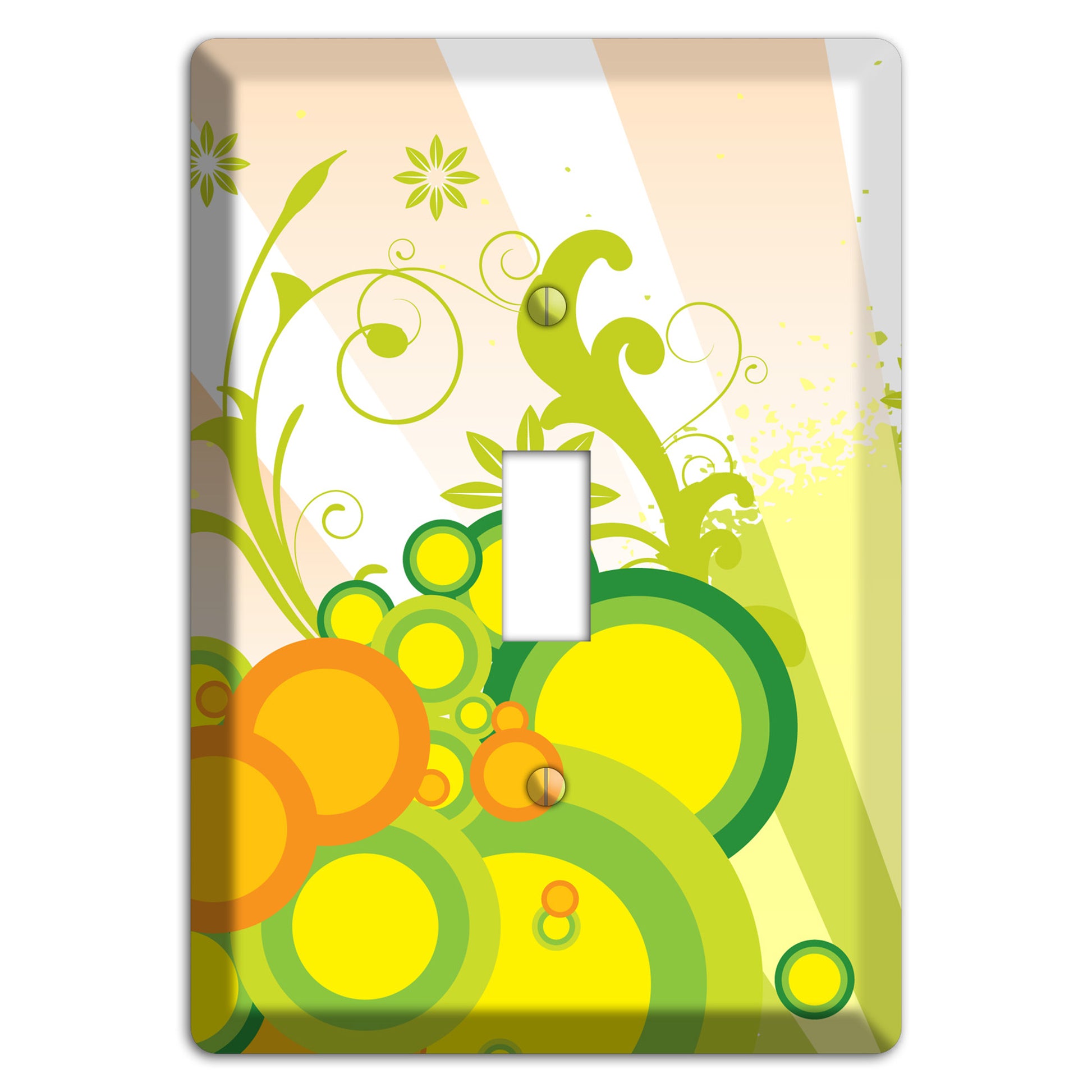 Green Yellow Orange Retro Sprig Cover Plates