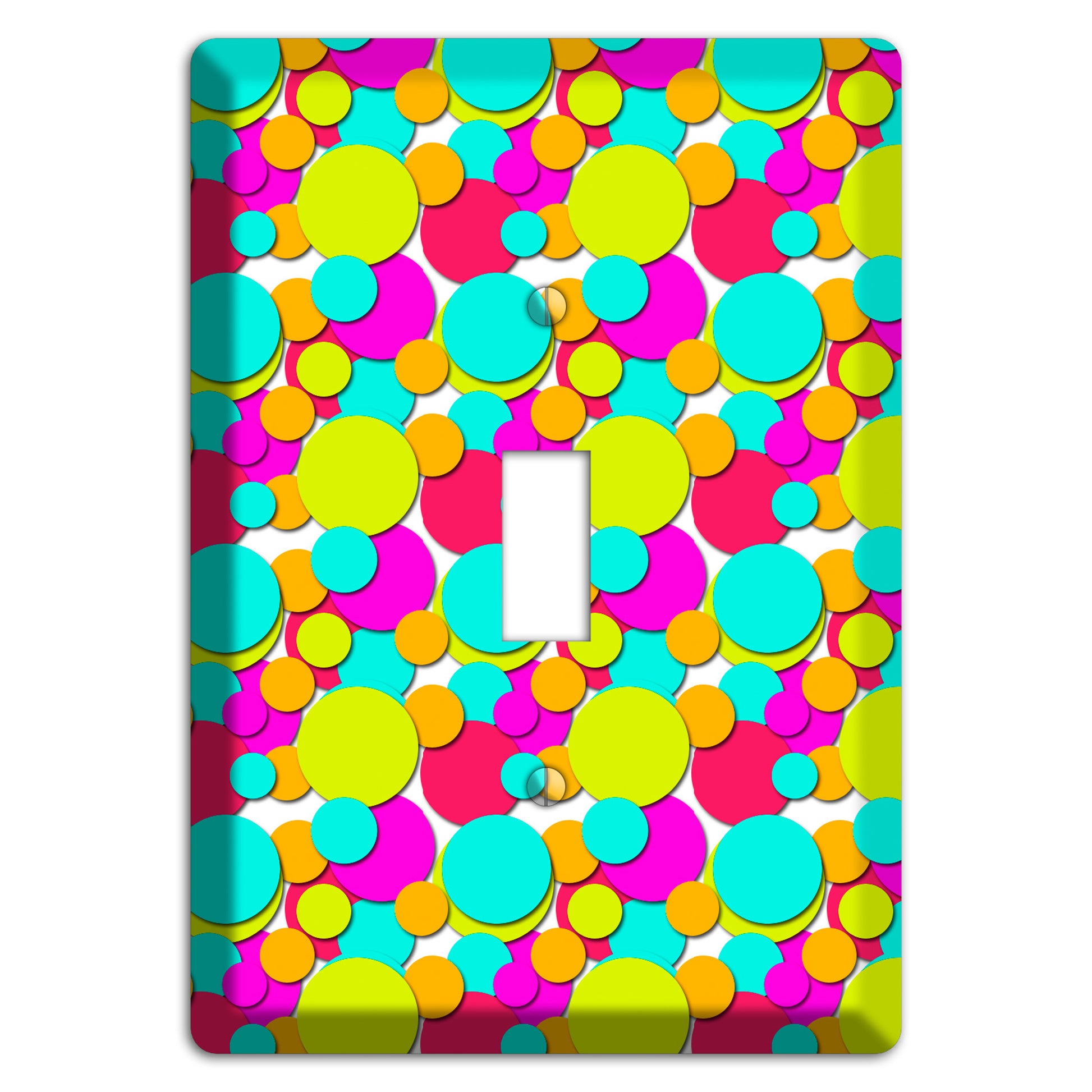Aqua Fuschia Yellow Red Orange Bubble Dots Cover Plates