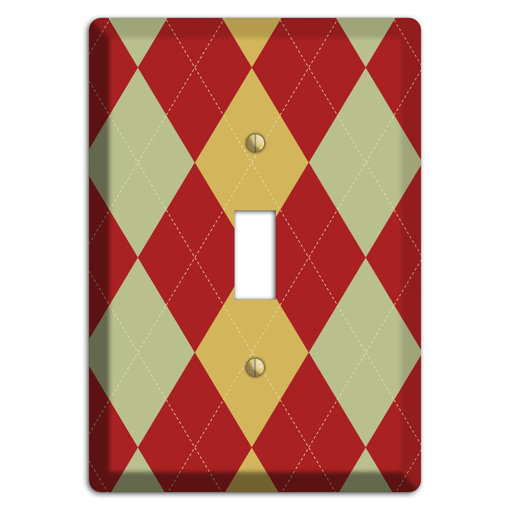 Burnt Orange and Light Green Argyle Cover Plates
