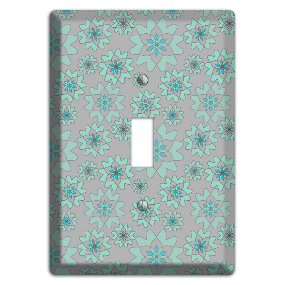 Grey with Aqua Retro Suzani Cover Plates