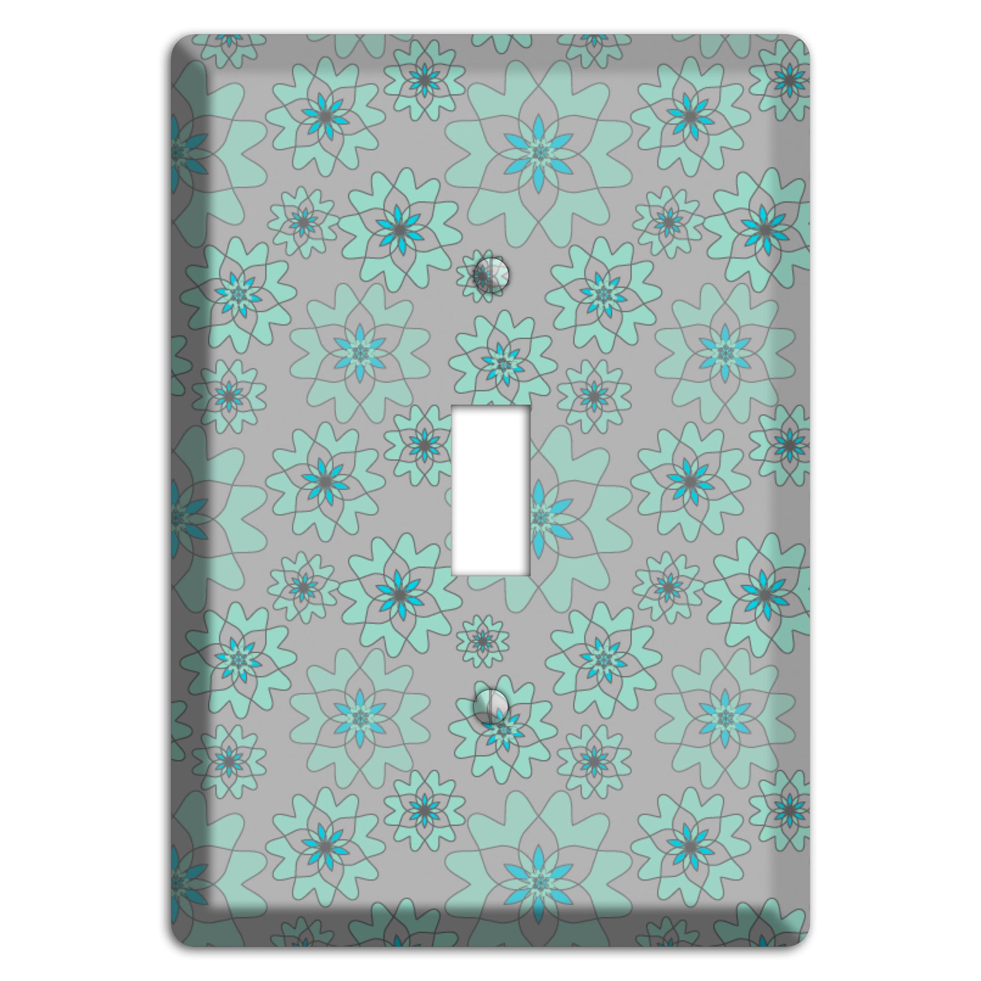 Grey with Aqua Retro Suzani Cover Plates