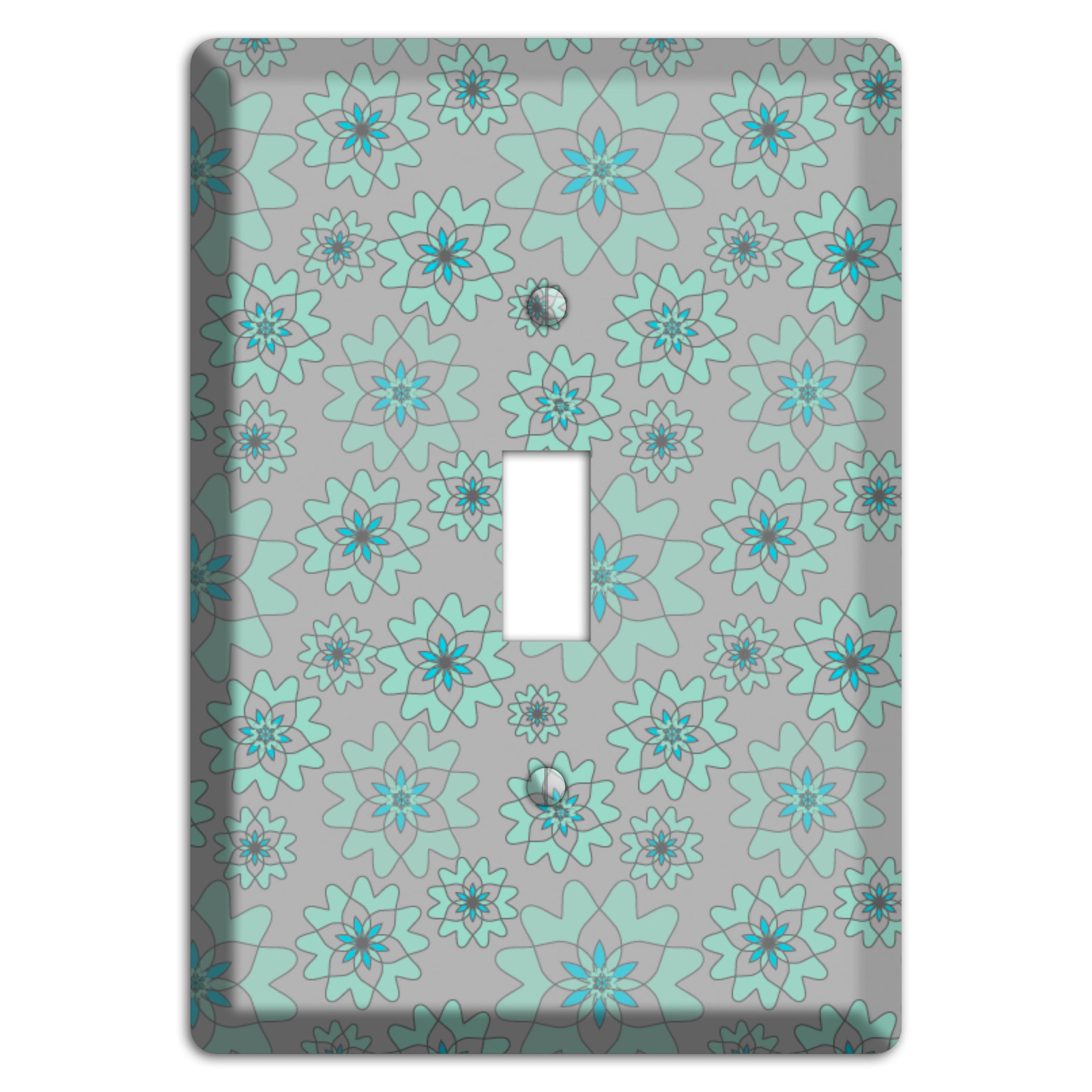 Grey with Aqua Retro Suzani Cover Plates