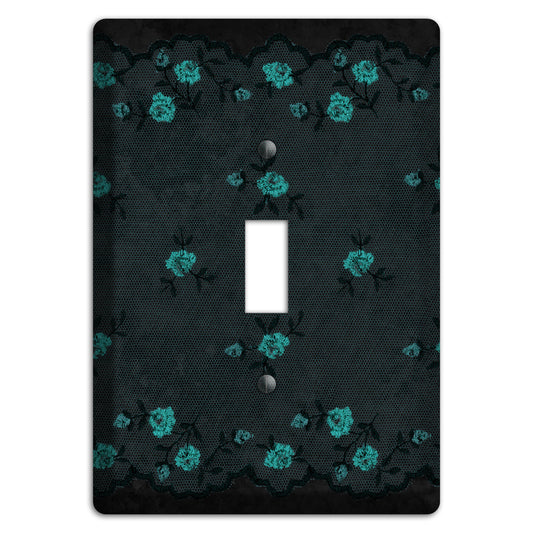 Embroidered Floral Black Cover Plates