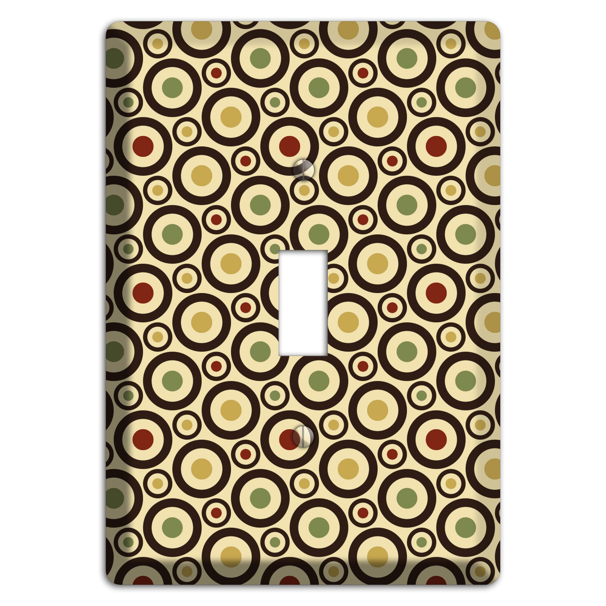Beige with Olive Mustard Maroon Retro Tiny Bullseye Cover Plates