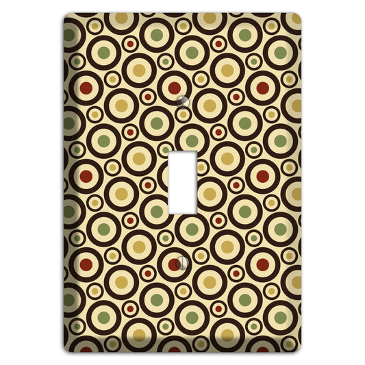 Beige with Olive Mustard Maroon Retro Tiny Bullseye Cover Plates