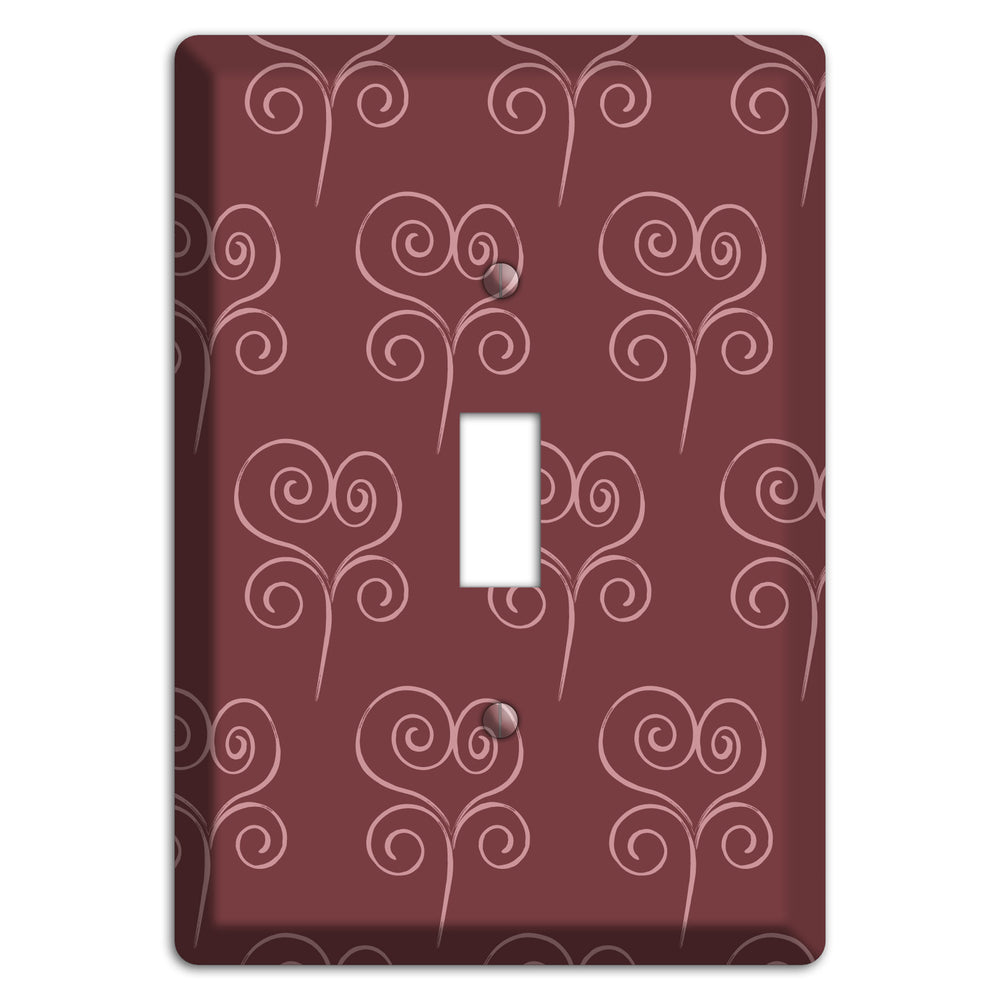 Maroon Scroll Heart Cover Plates