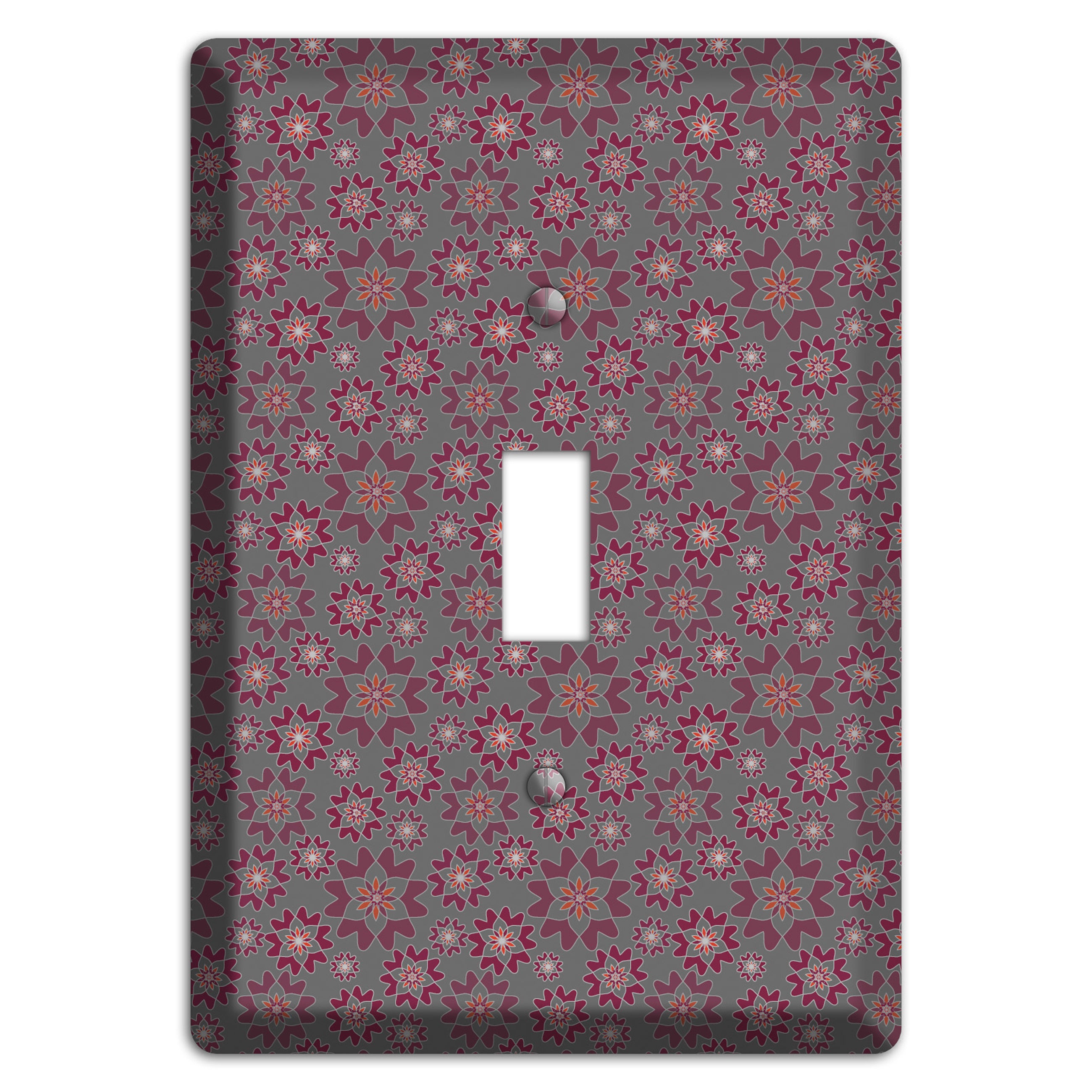 Grey with Tiny Burgundy Retro Suzani 2 Cover Plates