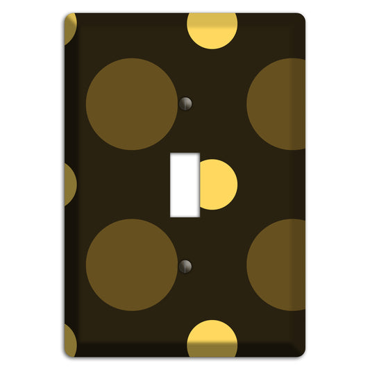 Brown with Brown and Yellow Multi Medium Polka Dots Cover Plates