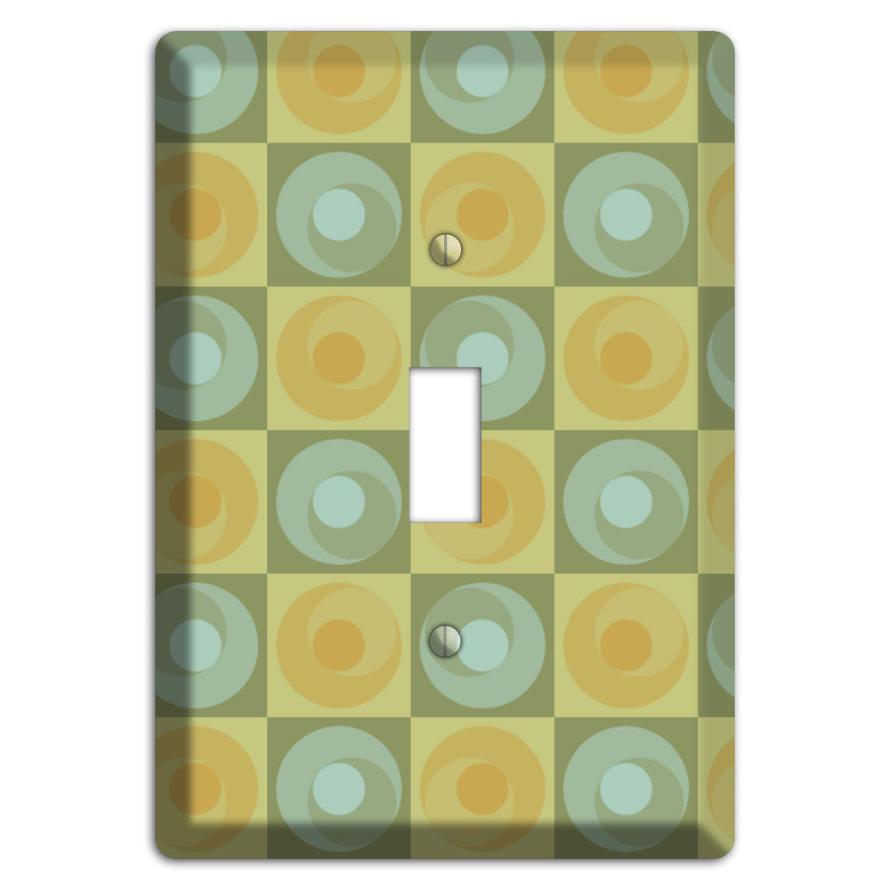 Multi Sage and Mustard Checked Circles Cover Plates