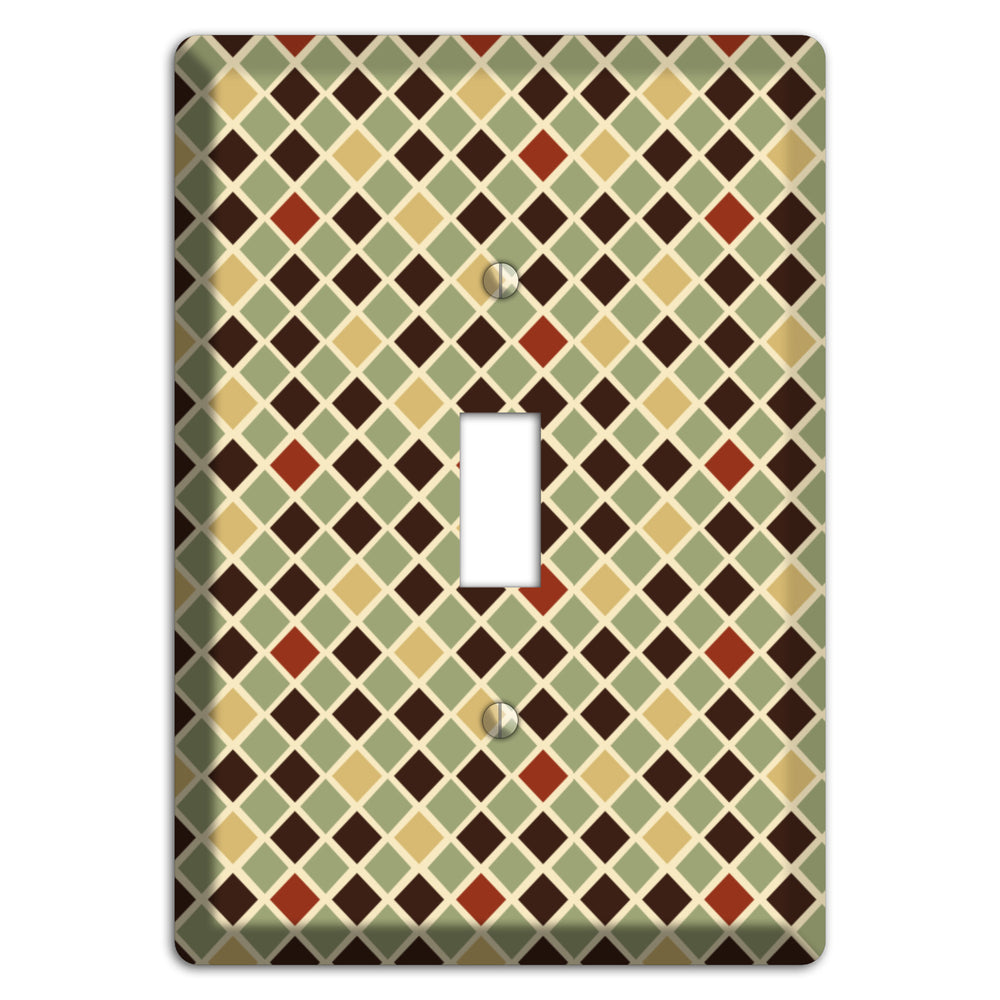 Olive Mustard Maroon Diamonds Cover Plates