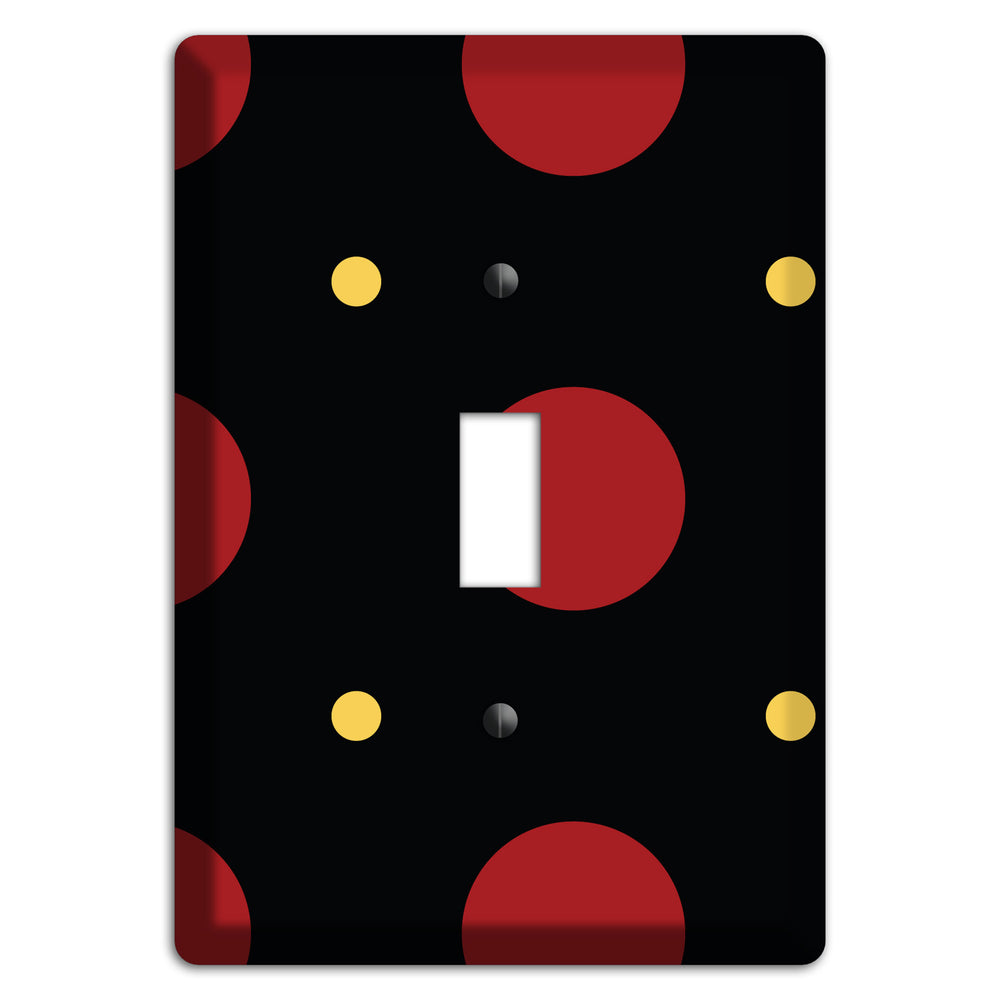 Black with Red and Yellow Multi Tiled Medium Dots Cover Plates