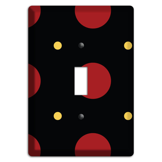 Black with Red and Yellow Multi Tiled Medium Dots Cover Plates
