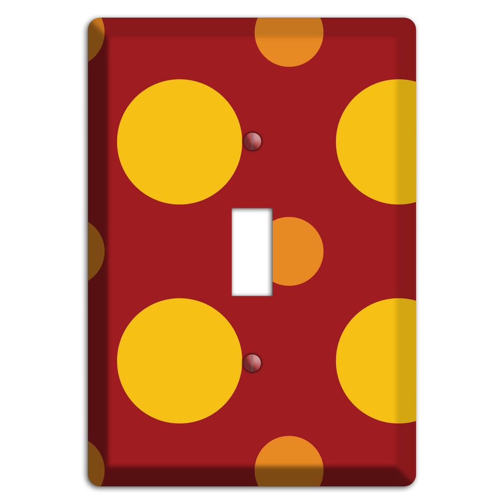 Red with Multi Orange Multi Medium Polka Dots Cover Plates