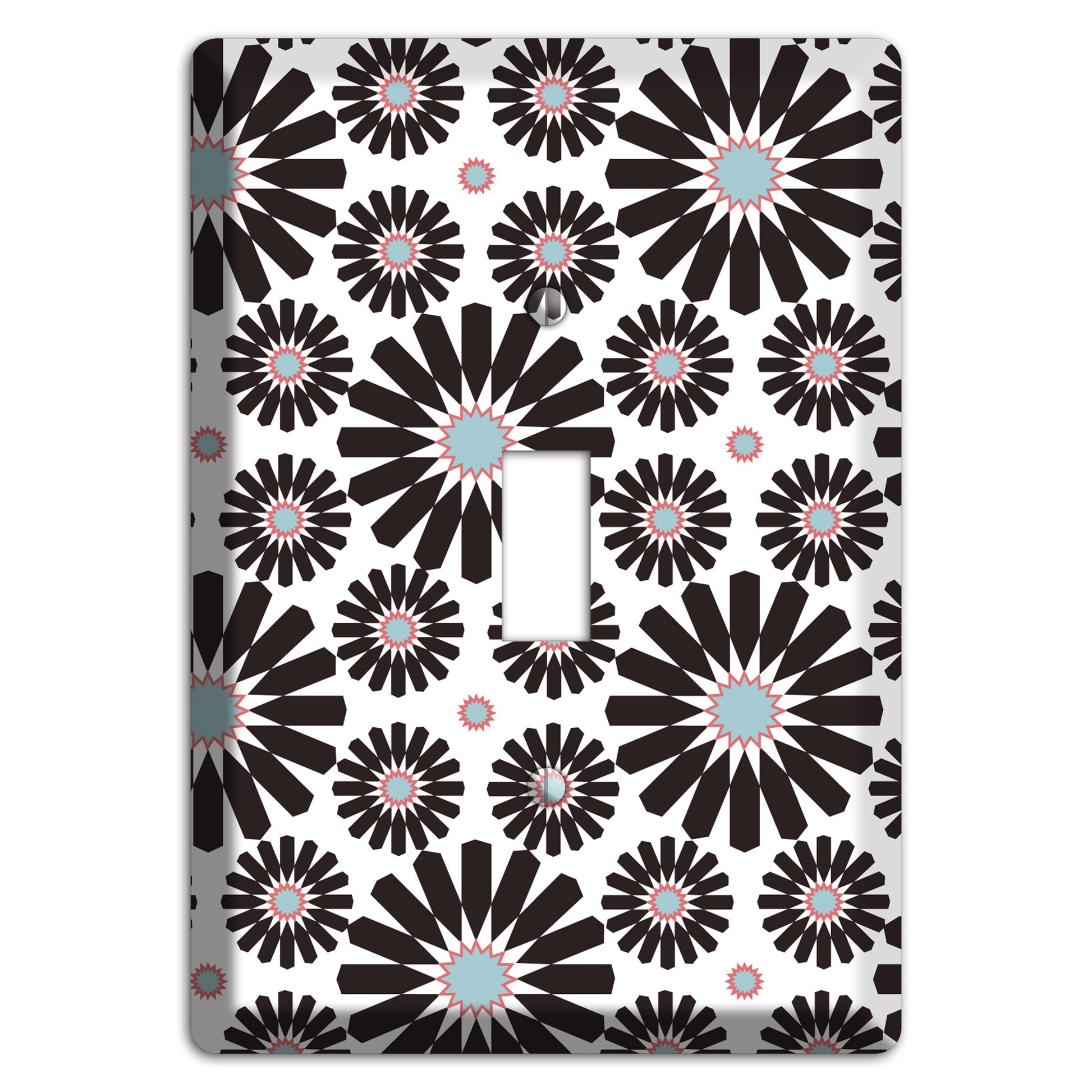 Dusty Blue Maroon Scandinavian Floral 3 Cover Plates