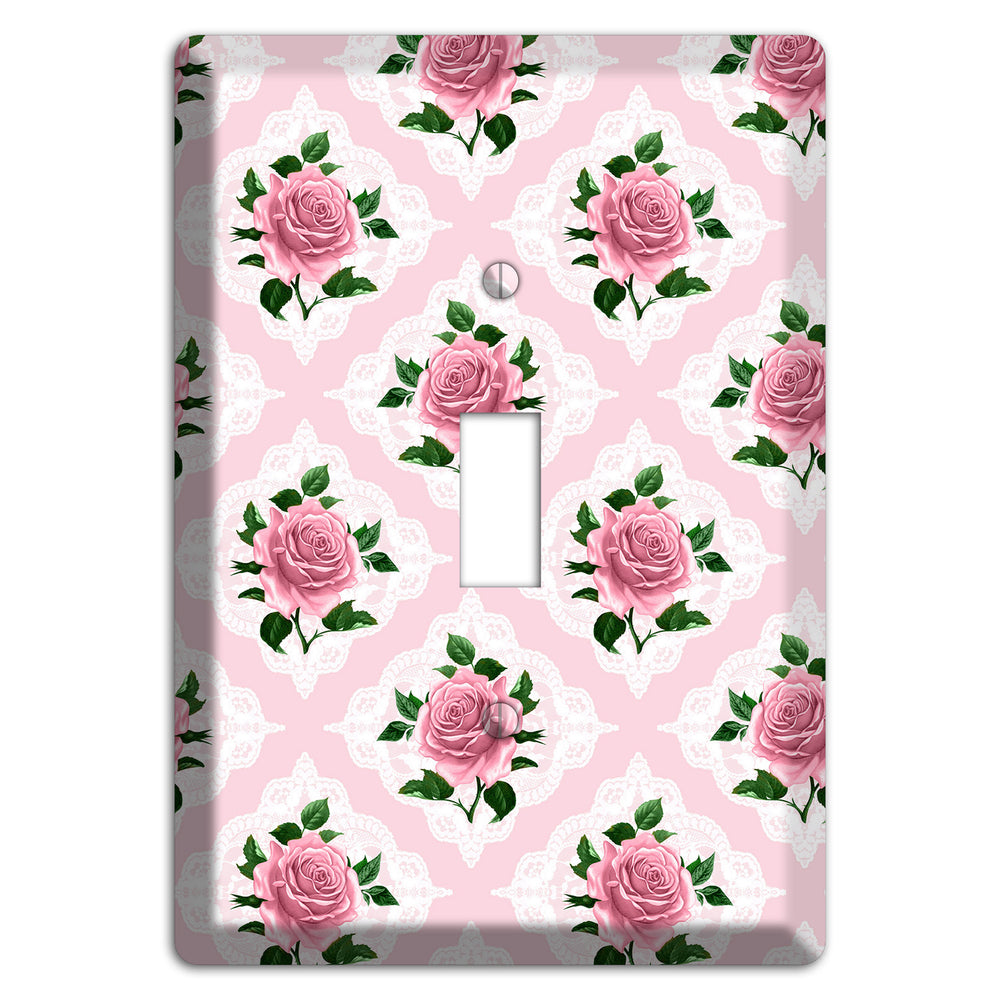 Pink Rose Doily Cover Plates