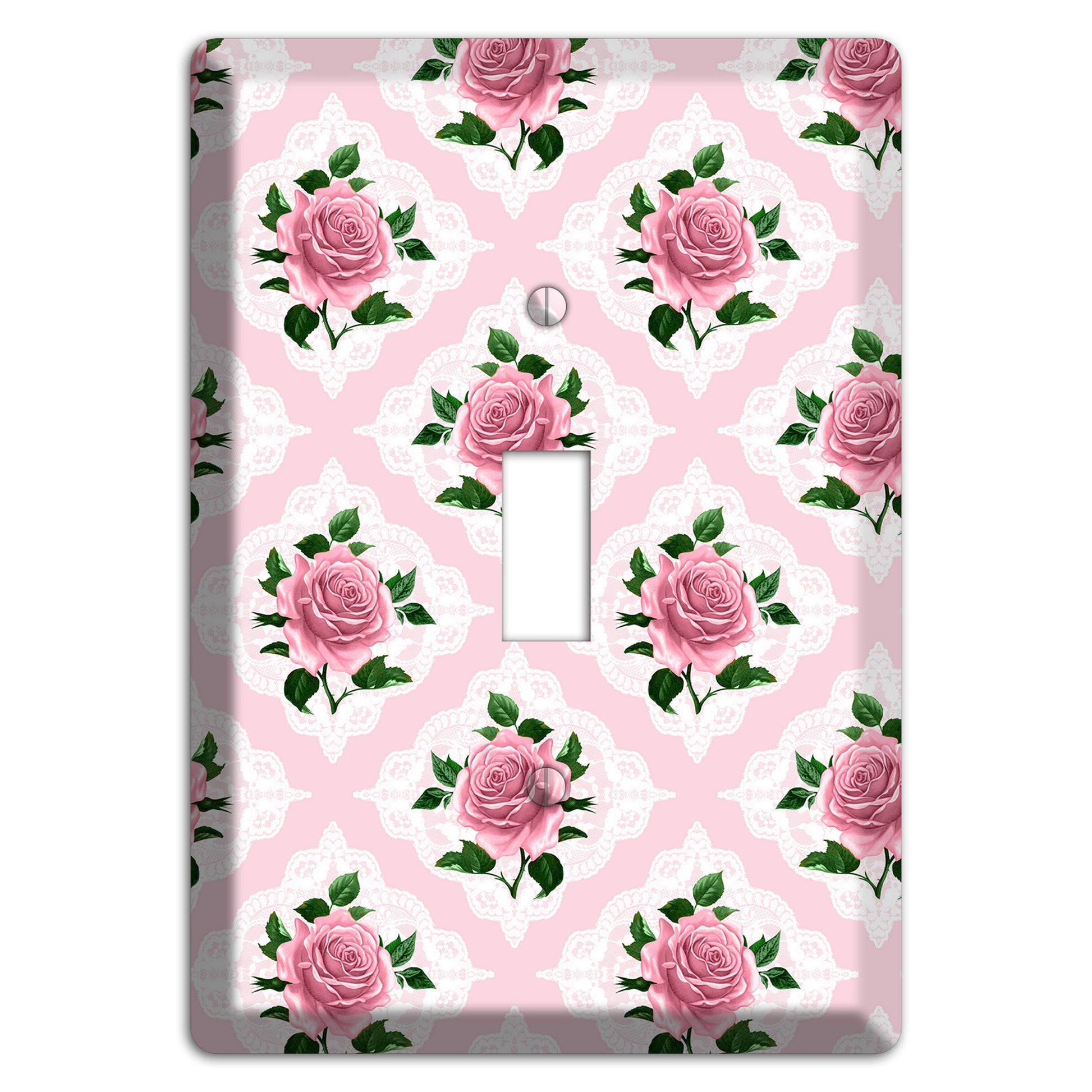 Pink Rose Doily Cover Plates