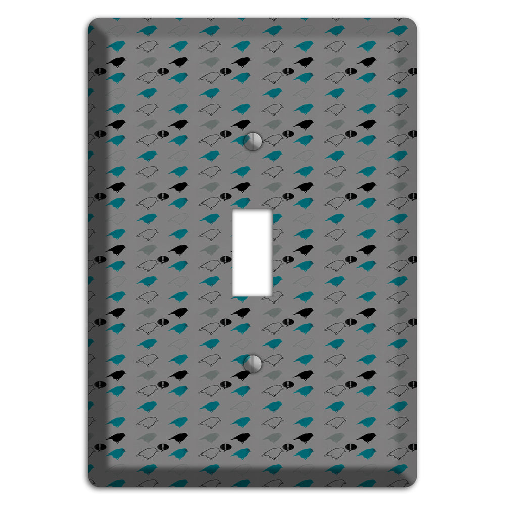 Grey with Small Green Birds 3 Cover Plates