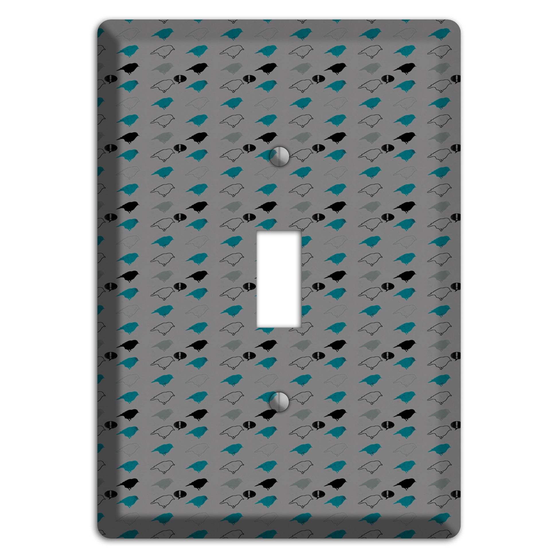 Grey with Small Green Birds 3 Cover Plates