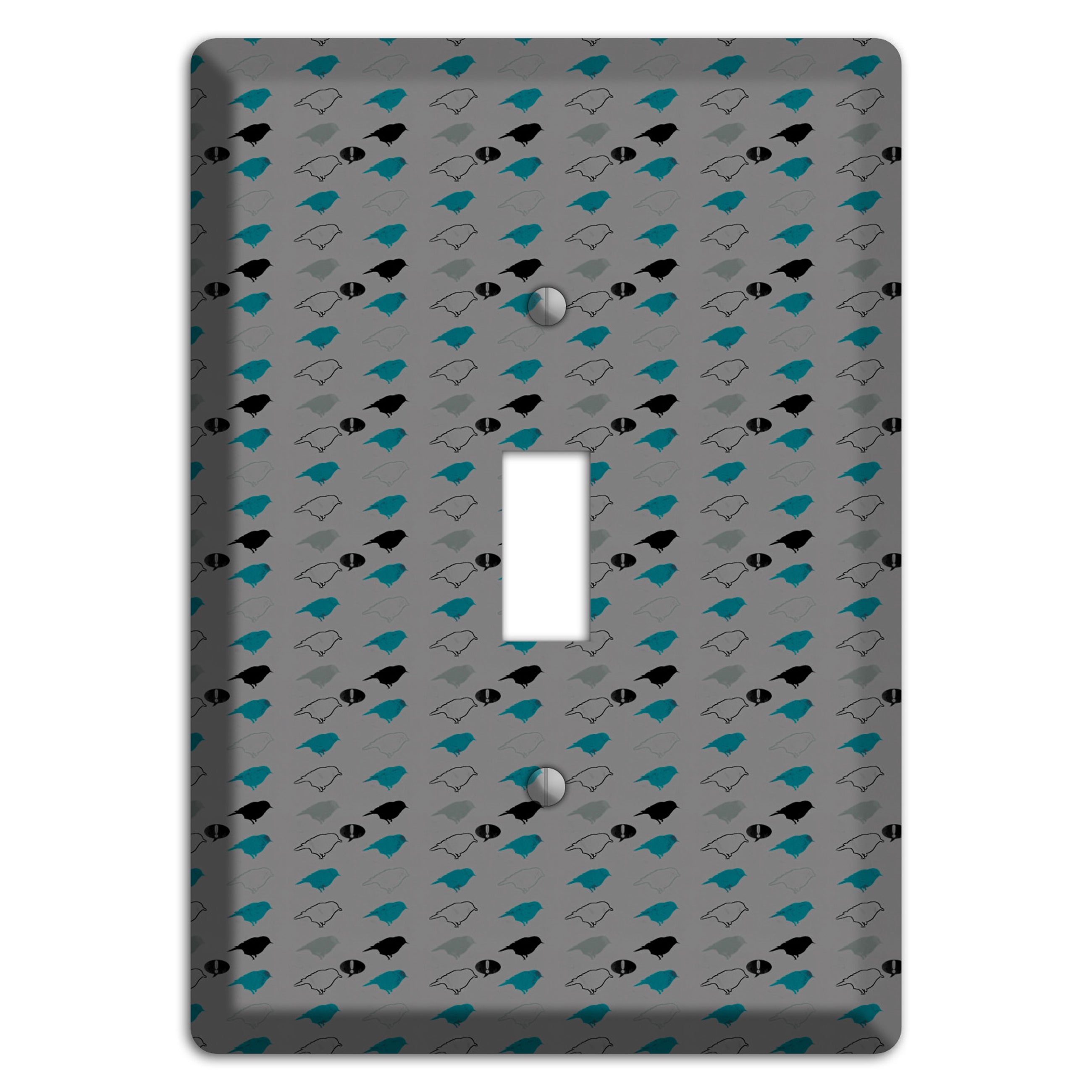 Grey with Small Green Birds 3 Cover Plates