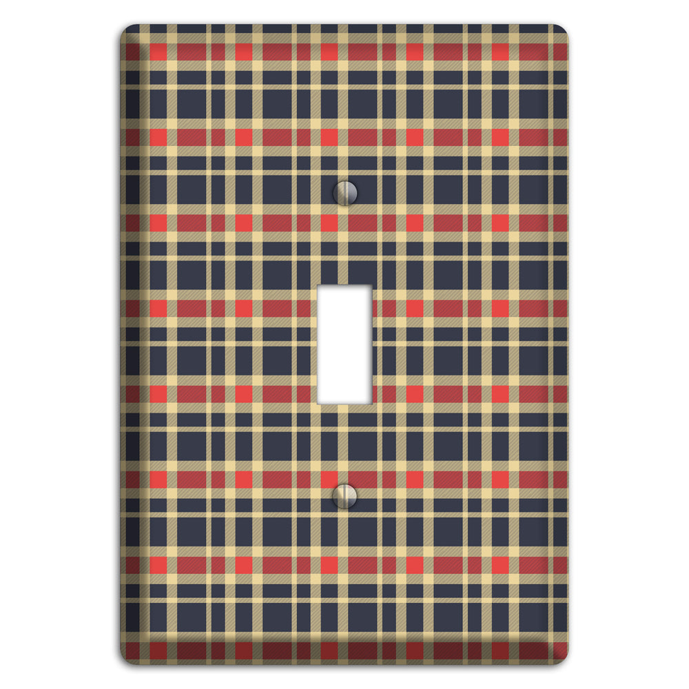 Maroon and Black Plaid 2 Cover Plates