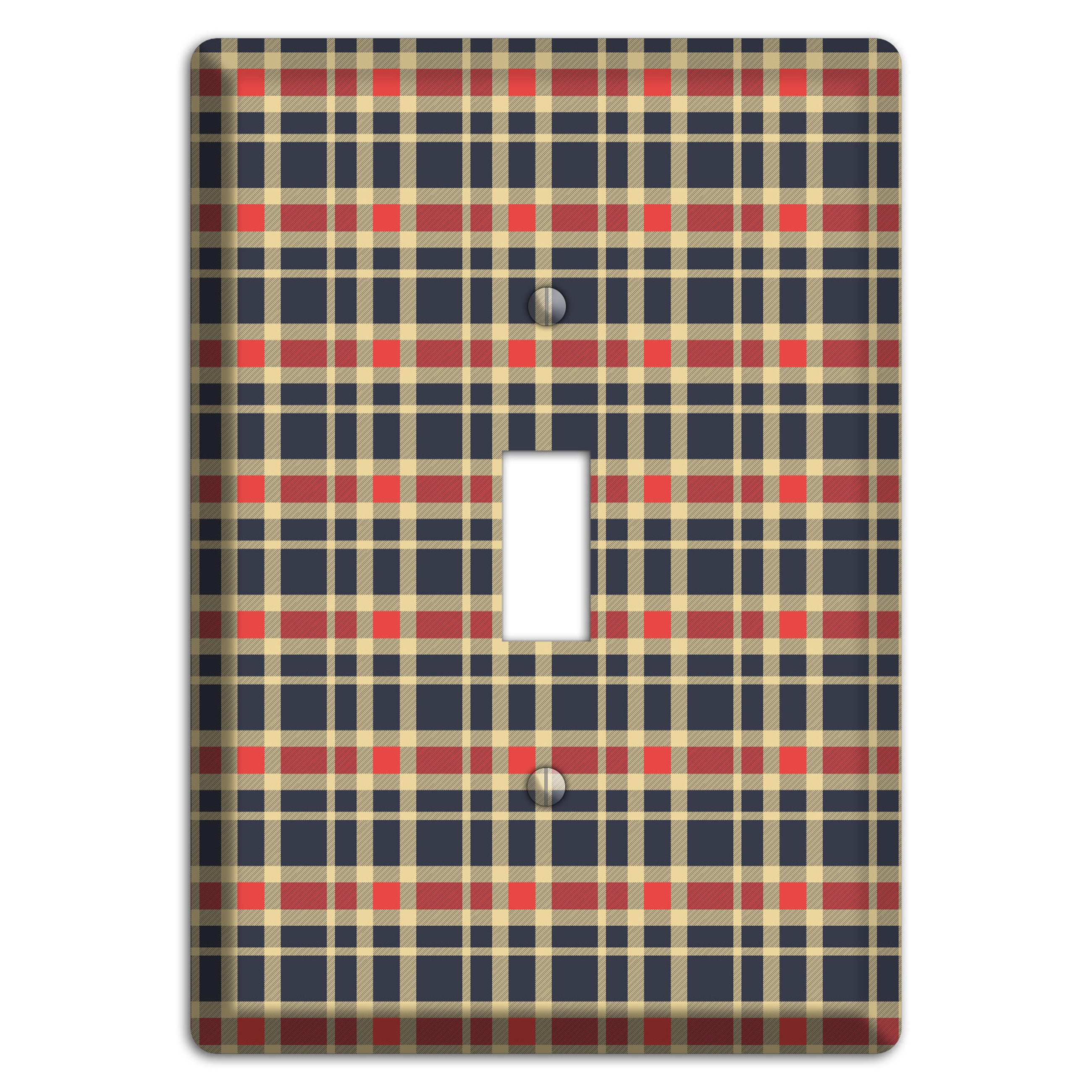 Maroon and Black Plaid 2 Cover Plates