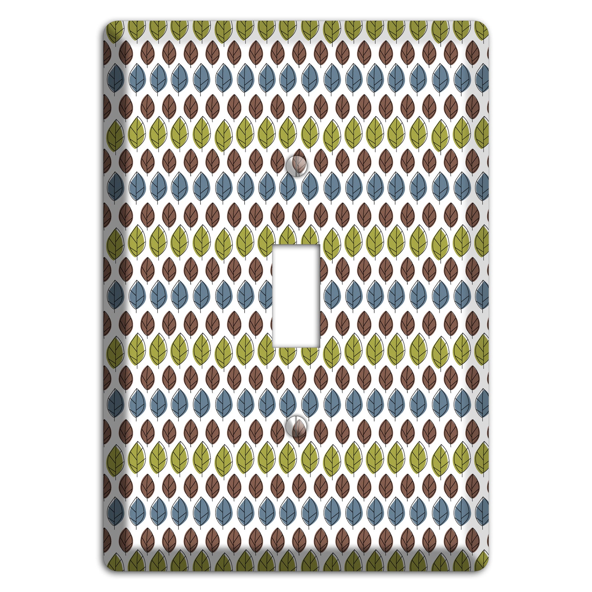 Sage Brown Dusty Blue Leaf Contour Cover Plates