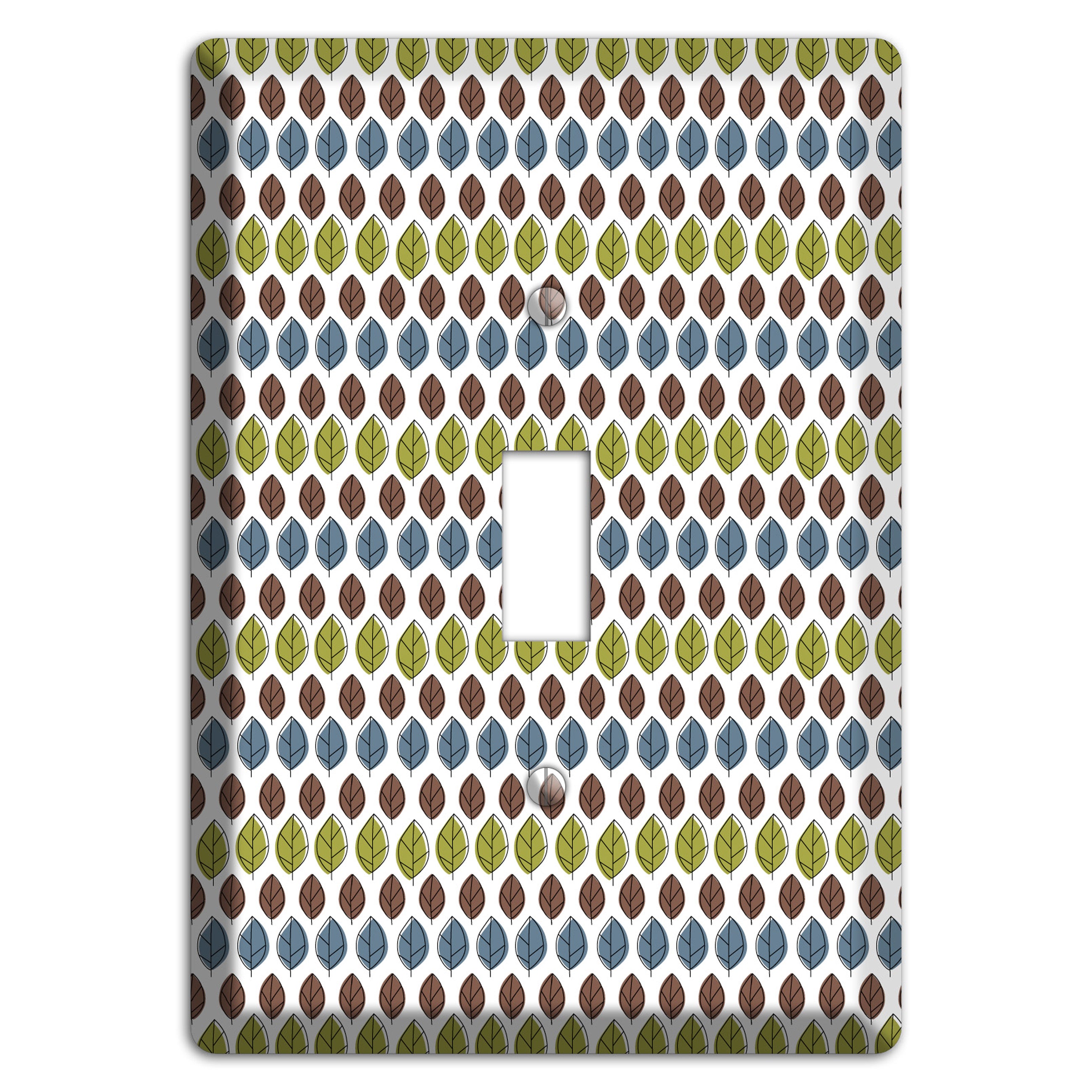 Sage Brown Dusty Blue Leaf Contour Cover Plates