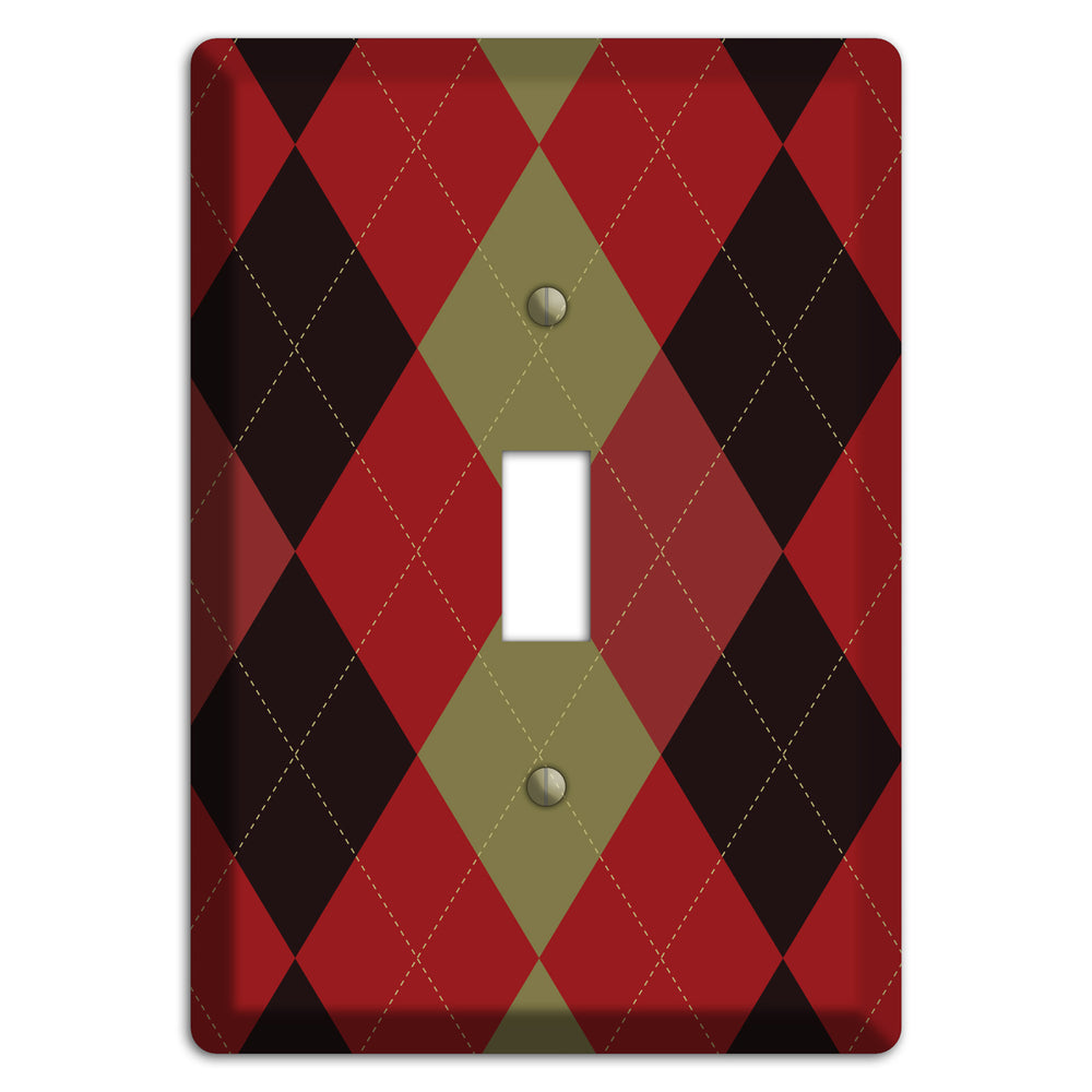 Red Olive Black Argyle Cover Plates