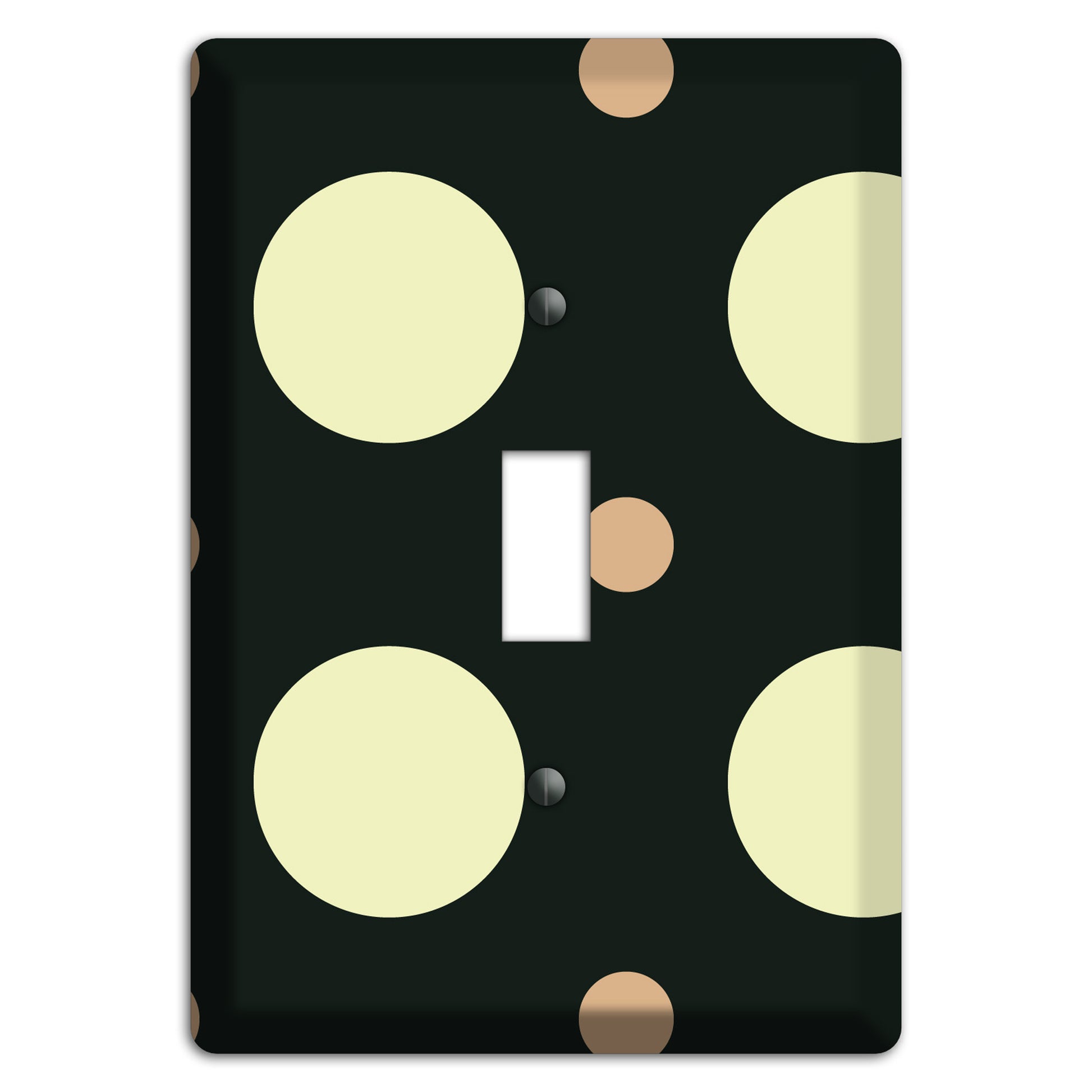 Black with Yellow and Mauve Multi Medium Polka Dots Cover Plates