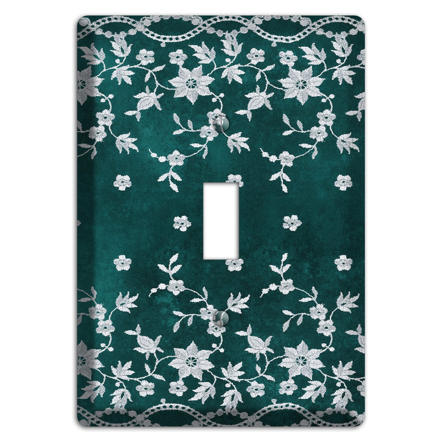Embroidered Floral Teal Cover Plates
